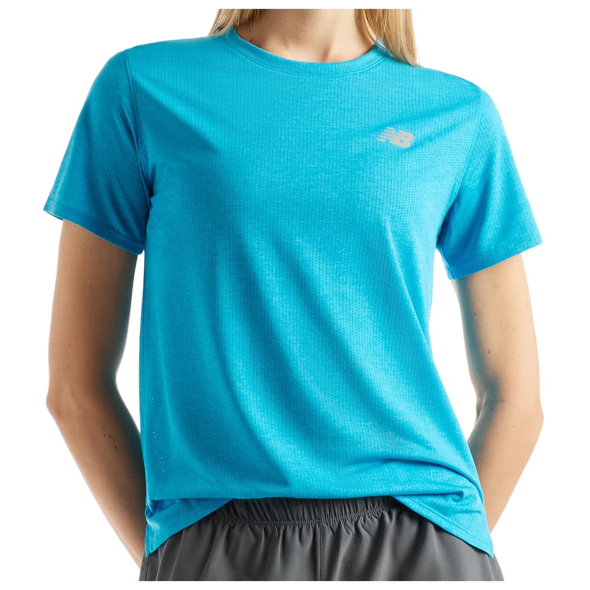 Дамска тениска New Balance Women's Athletics S/S Running shirt - Blue II