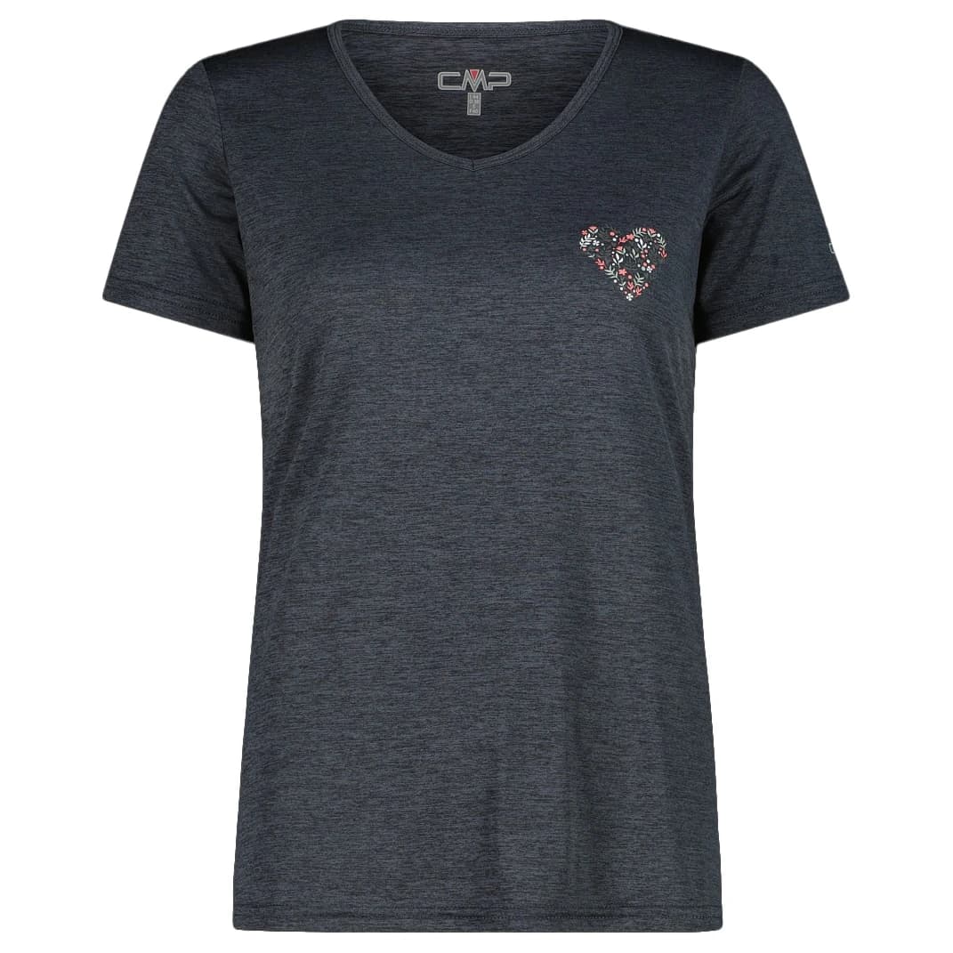 Дамска спортна тениска CMP Women's Light Melange T-Shirt Sport shirt - Antracite Mel / Pistacchio
