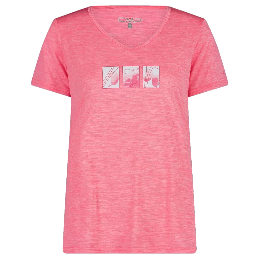 Дамска спортна тениска CMP Women's Light Melange T-Shirt Sport shirt - Magenta Melange
