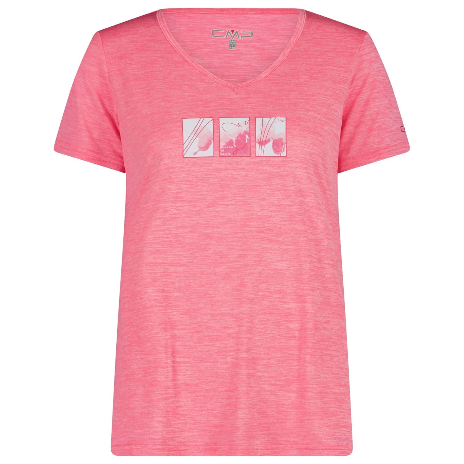 Дамска спортна тениска CMP Women's Light Melange T-Shirt Sport shirt - Pink Fluo Melange