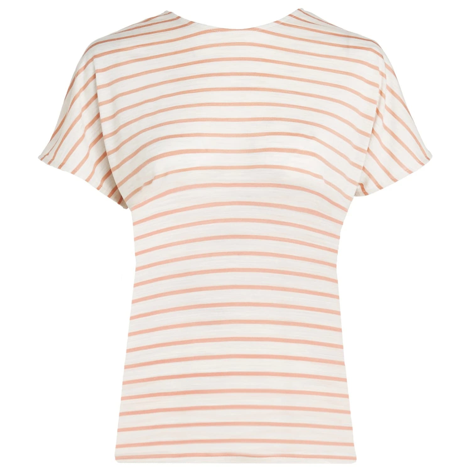 Дамска мериносова блуза Icebreaker Women's Drayden Reversible S/S Top Stripe Merino shirt - Ecru Hthr / Desert Sand / S