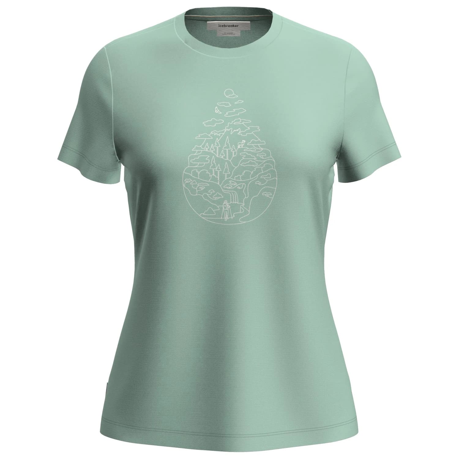 Дамска мериносова блуза Icebreaker Women's Merino 150 Tech Lite III S/S Hike Path Merino shirt - Mint
