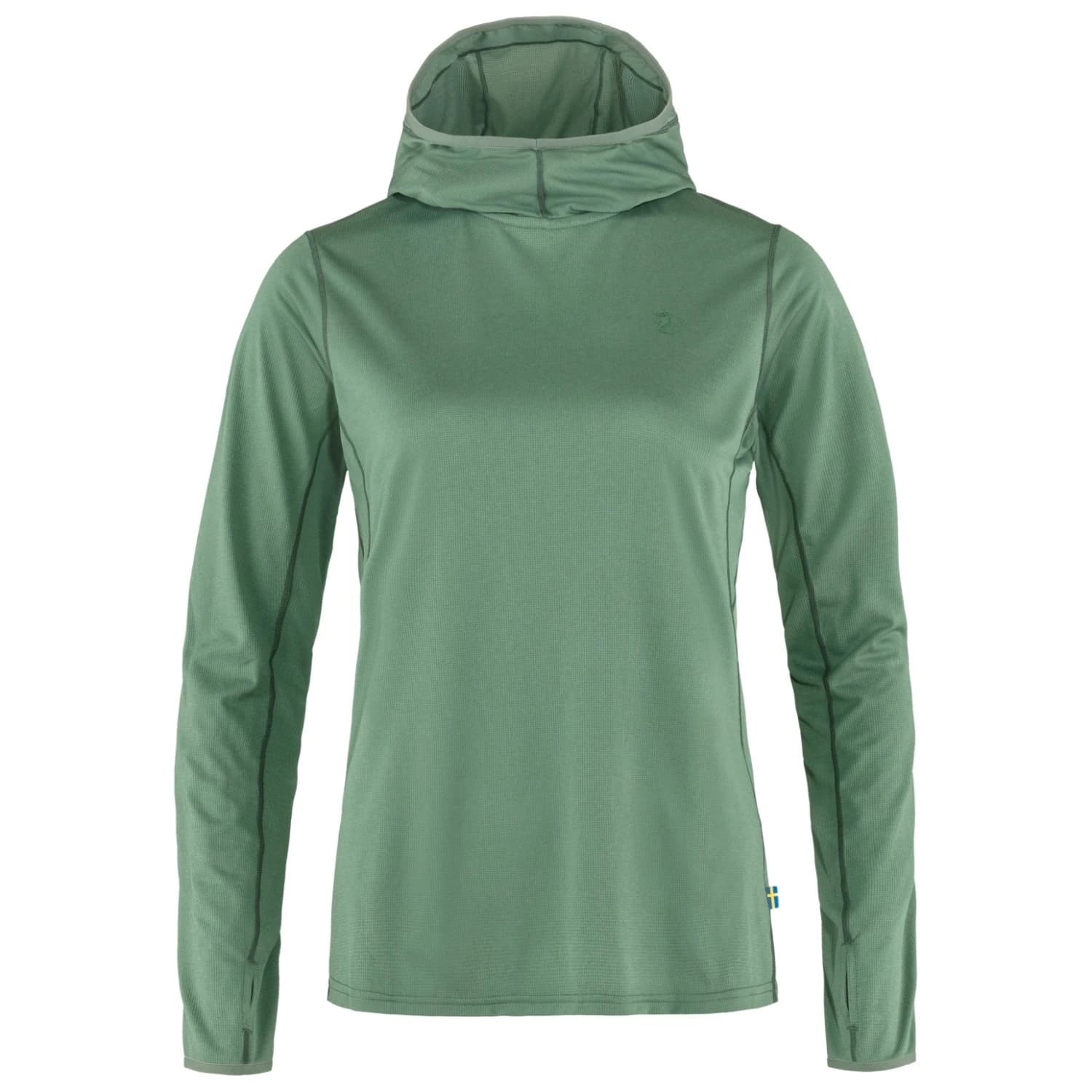 Дамска спортна тениска Fjällräven Women's Abisko Sun-Hoodie Sport shirt - Patina Green