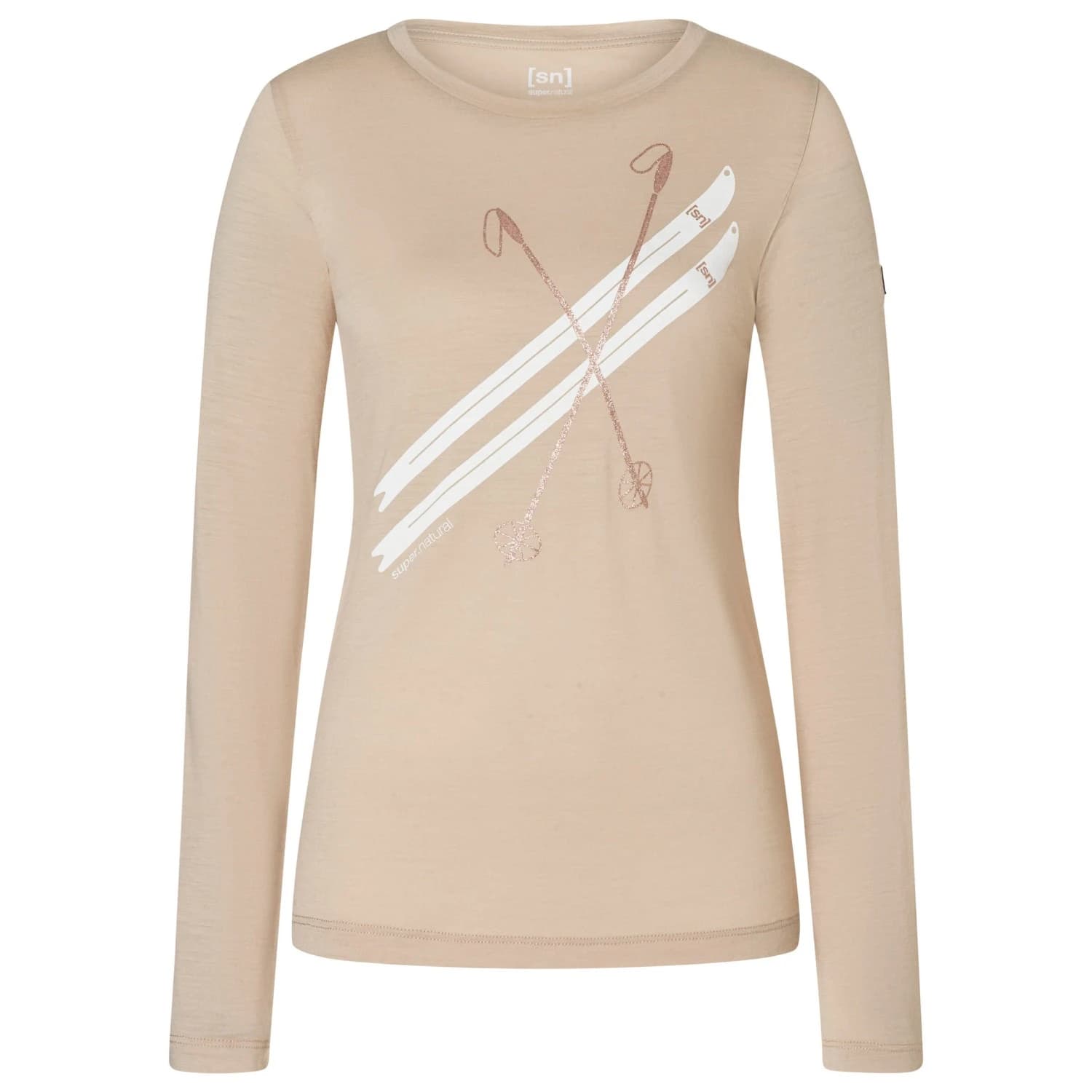 Блуза с дълъг ръкав super.natural Women's Kryssede Ski L/S Longsleeve - White Pepper / Fresh White / Mountain Trail Gl