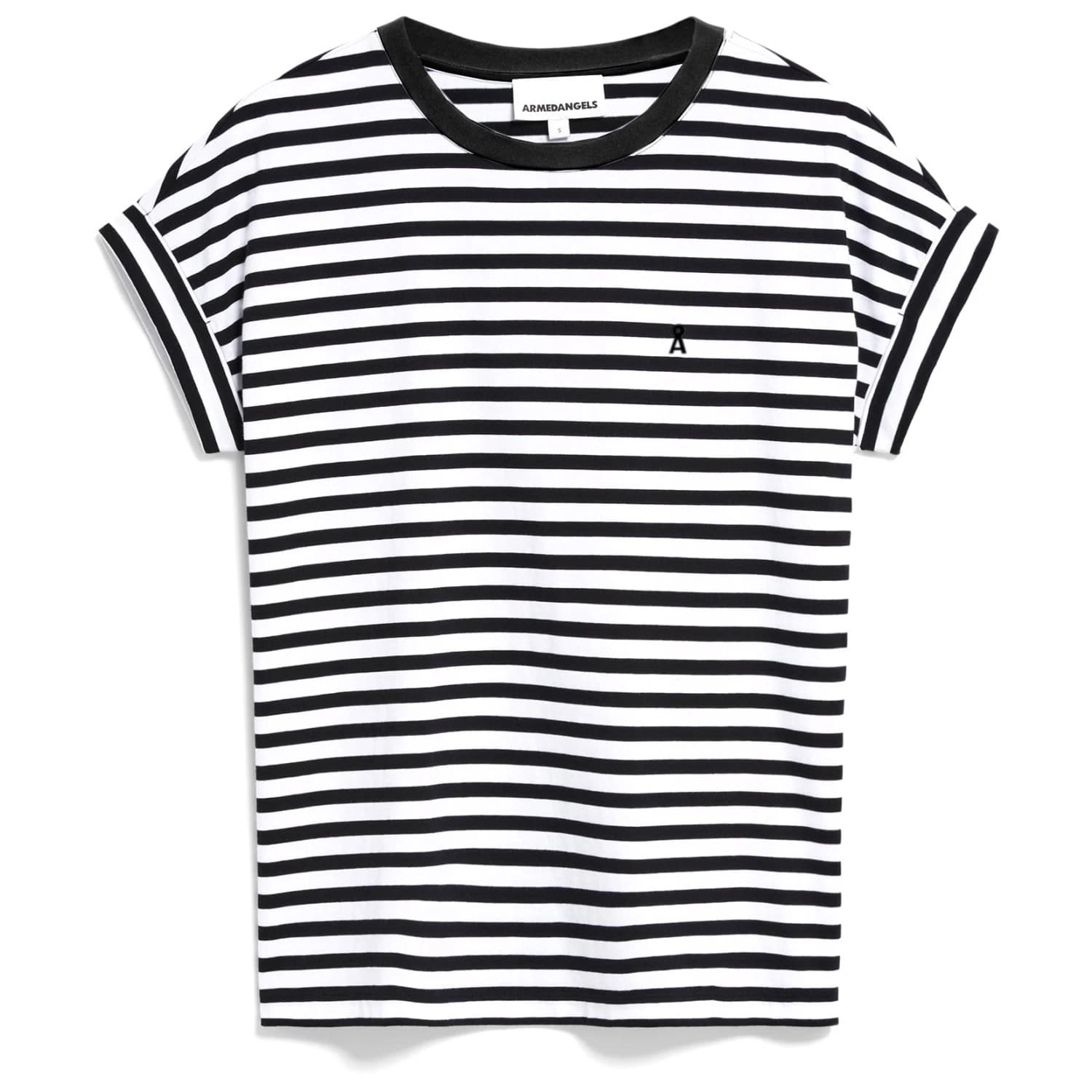 Дамска тениска ARMEDANGELS Women's Idaara Stripes T-shirt - White / Black