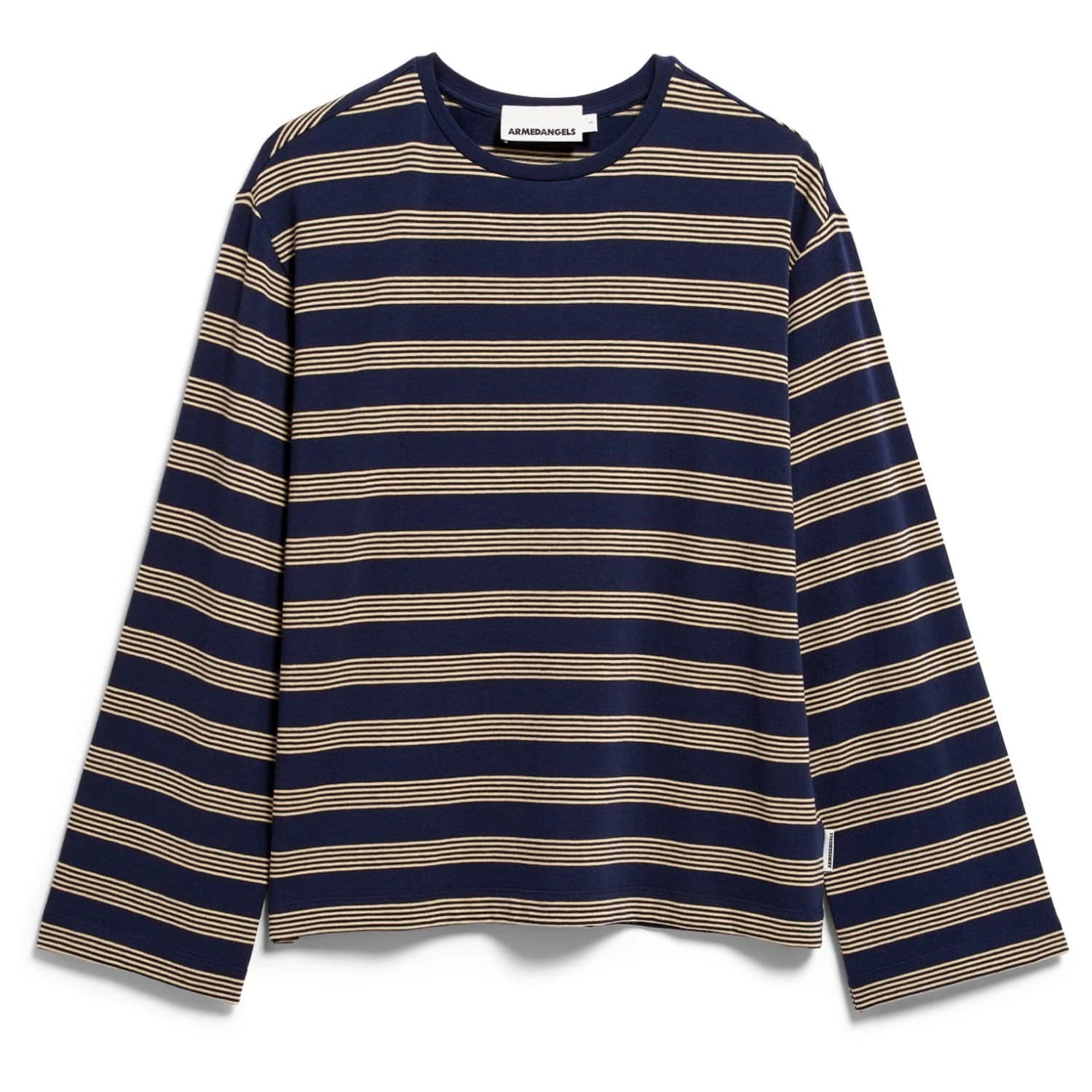 Дамска блуза с дълъг ръкав ARMEDANGELS Women's Marynaa Fine Stripe Longsleeve - Tinted Navy / Golden Hay