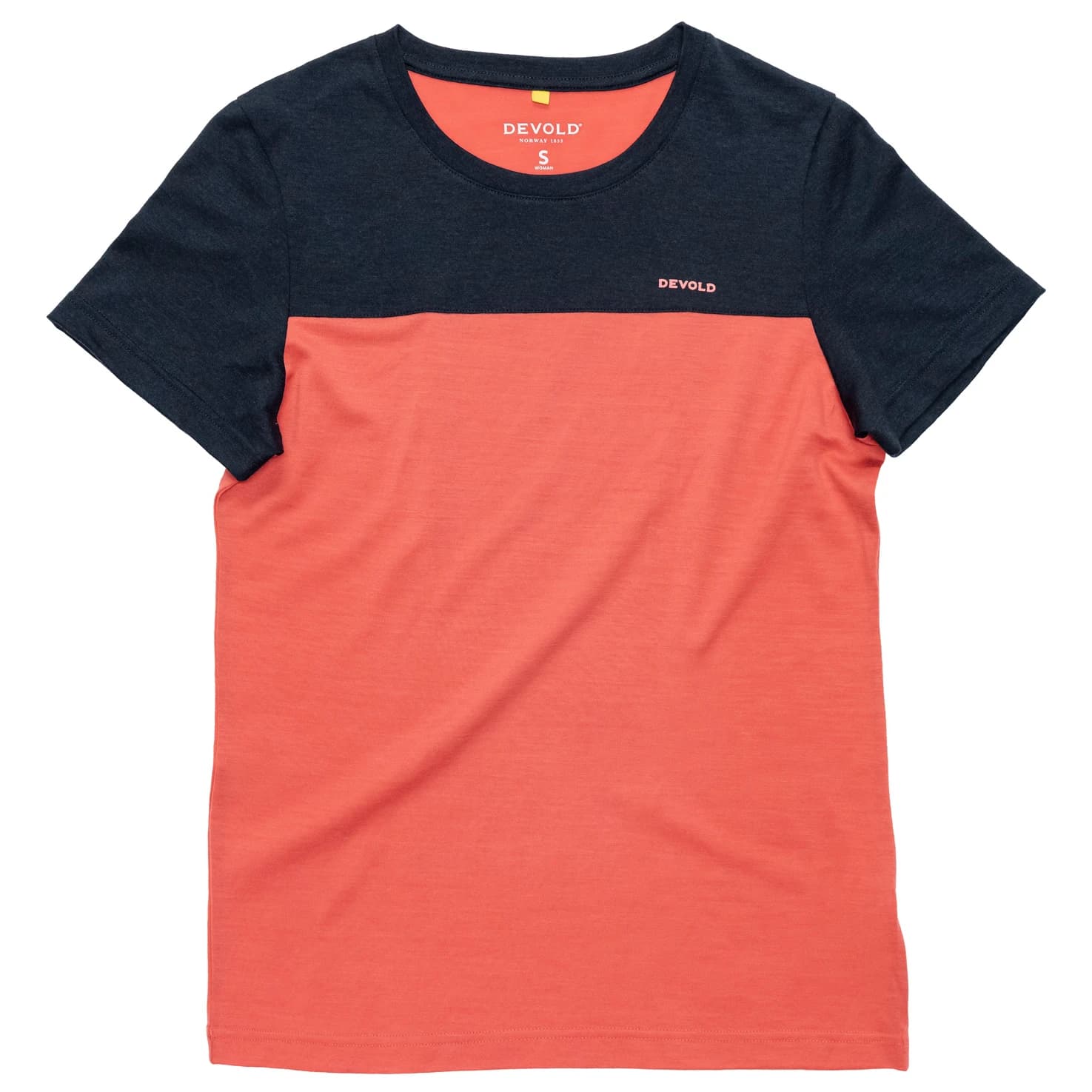 Дамска мериносова блуза Devold Women's Classic Linear Tee Merino shirt - Ink / Coral