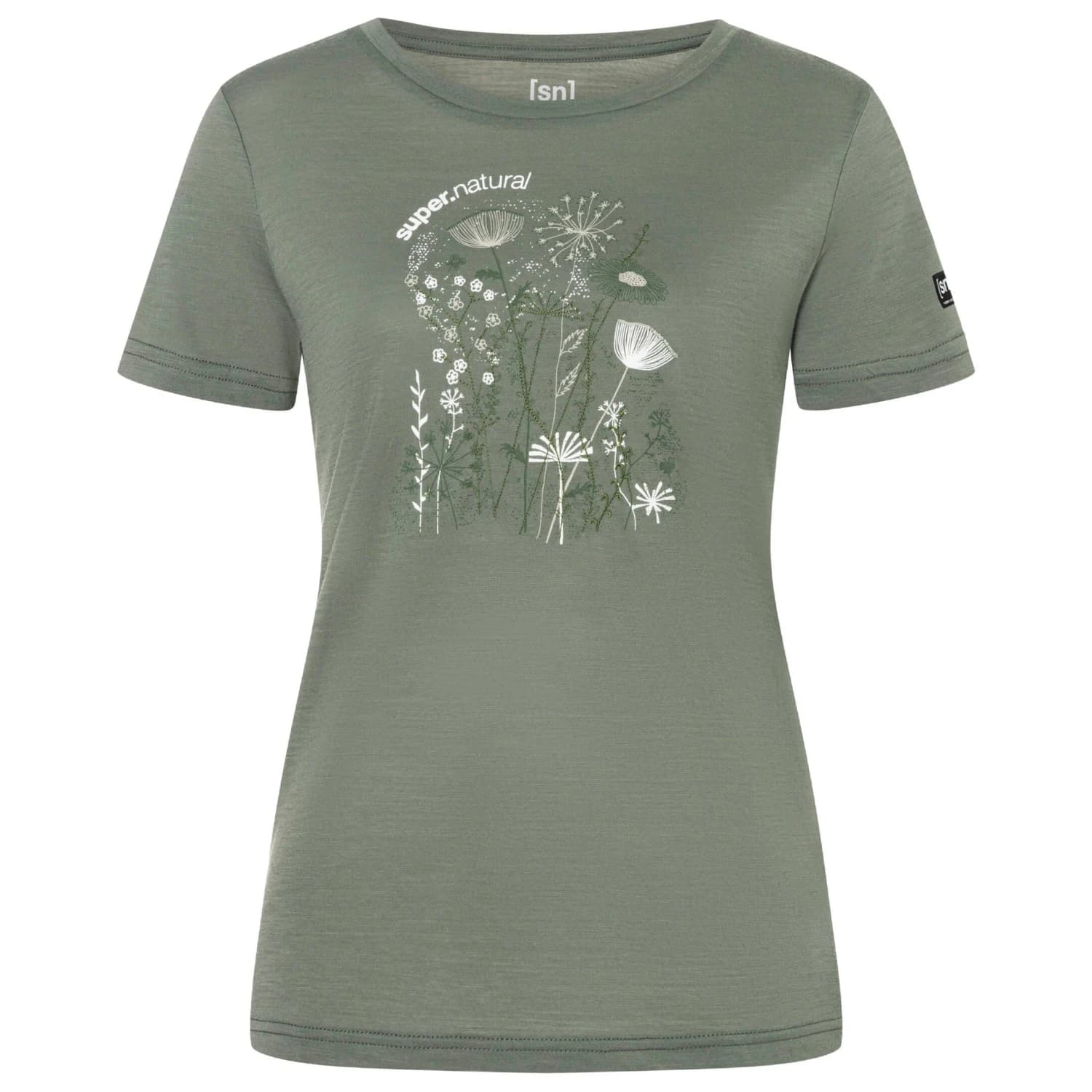 Дамска мериносова блуза super.natural Women's Rock Flowers Tee Merino shirt - Eucalyptus / Various