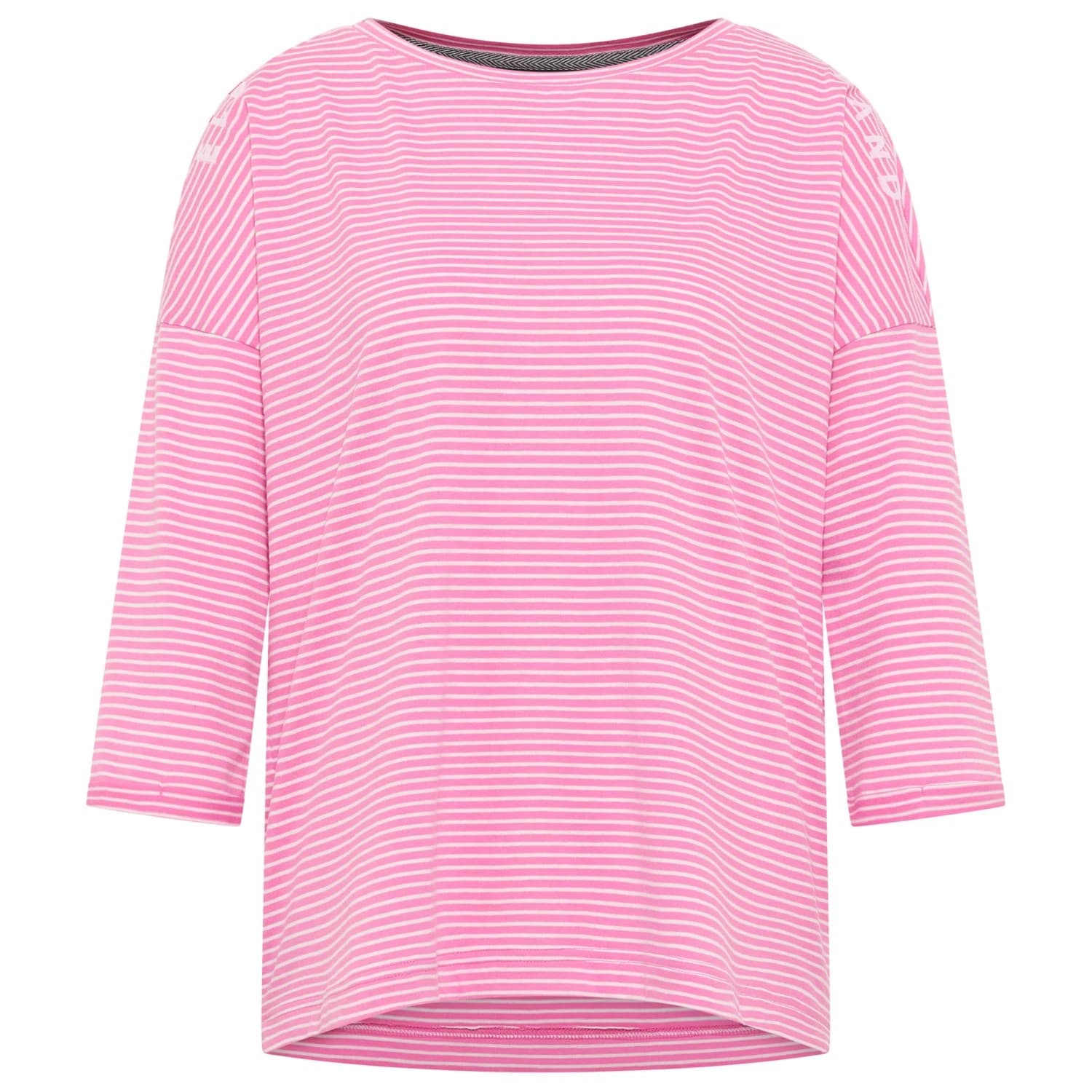 Дамска блуза с дълъг ръкав ELBSAND Women's Veera T-Shirt 3/4 Sleeve Longsleeve - Magenta Sky / Cloud White