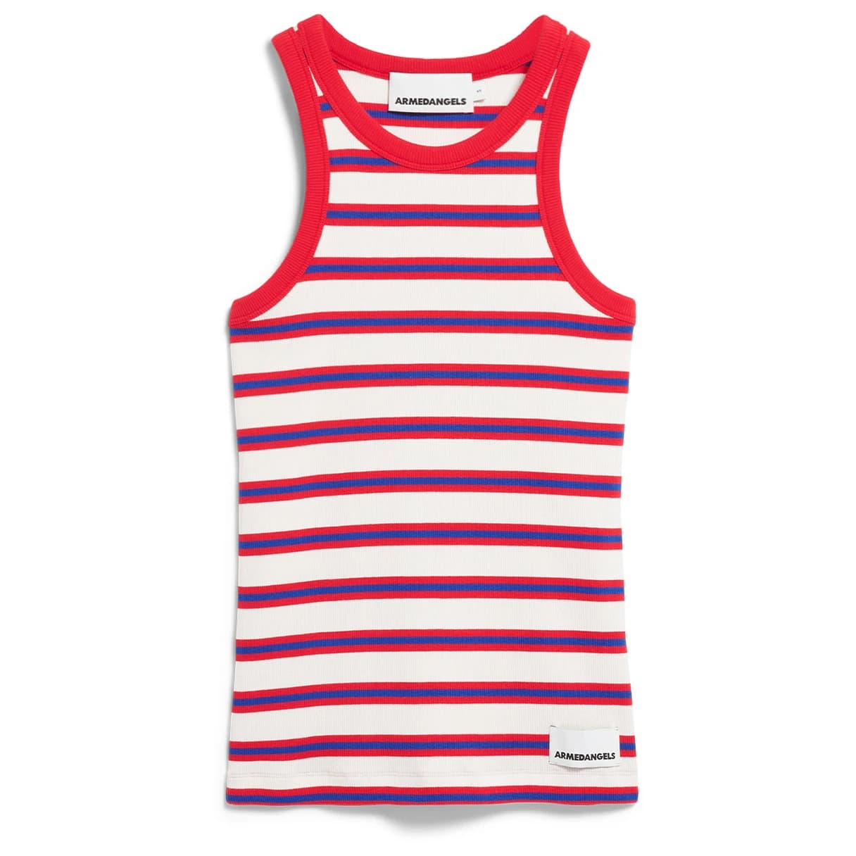 Дамски топ Armedangels Women's Kanitaa Stripes Top - Light Oatmilk / Mars Red / Dynamo Blue