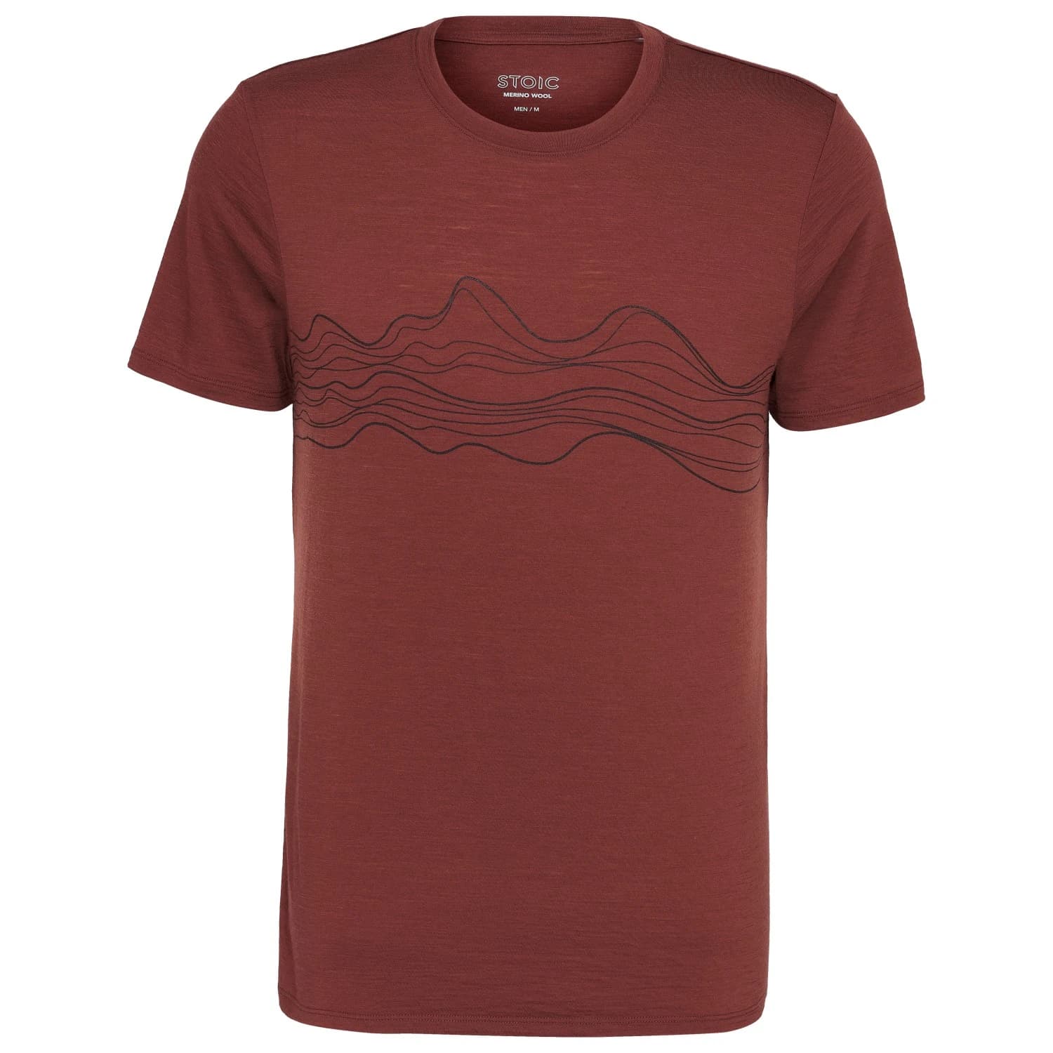 Мериносова блуза Stoic Merino155 LaholmSt. Print T-Shirt Lines Merino shirt - Cinnamon Brown