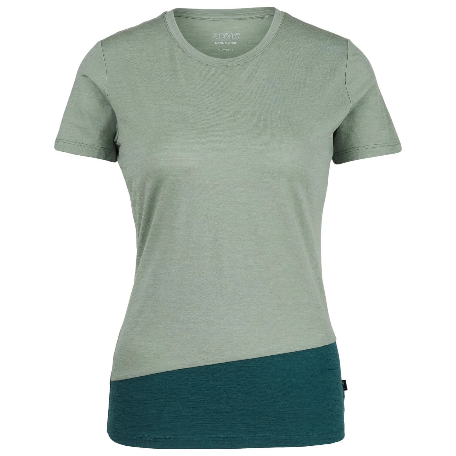 Дамска мериносова блуза Stoic Women's Merino155 LaholmSt. Colorblock T-Shirt Merino shirt - Agave Green / Dark Ocean Green