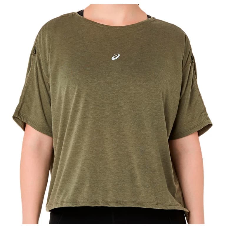 Дамска тениска Asics Women's Nagino Run Adjustable S/S Top Running shirt - Dark Olive