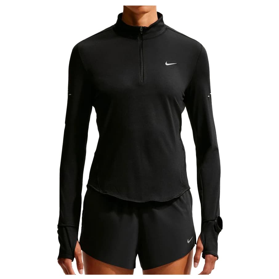 Дамска тениска Nike Women's Swift Dri-Fit UV 1/2-Zip Running Top Running shirt - Black / Reflective Silver