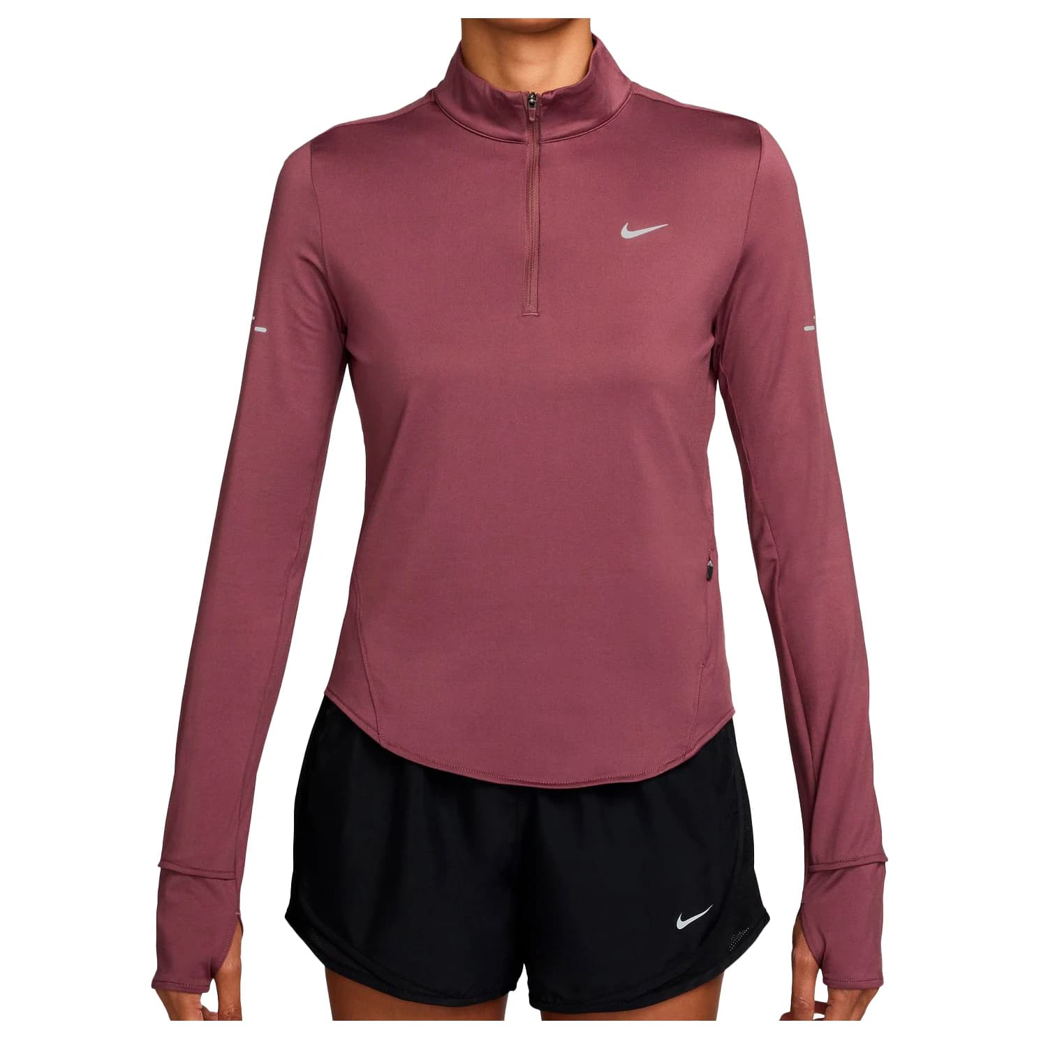 Дамска тениска Nike Women's Swift Dri-Fit UV 1/2-Zip Running Top Running shirt - Pink Smoke / Reflective Silver