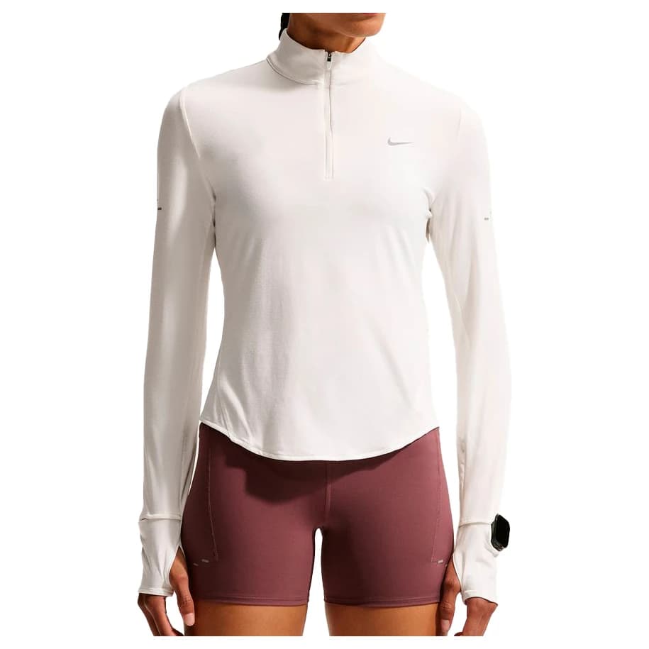 Дамска тениска Nike Women's Swift Dri-Fit UV 1/2-Zip Running Top Running shirt - Sail / Reflective Silver
