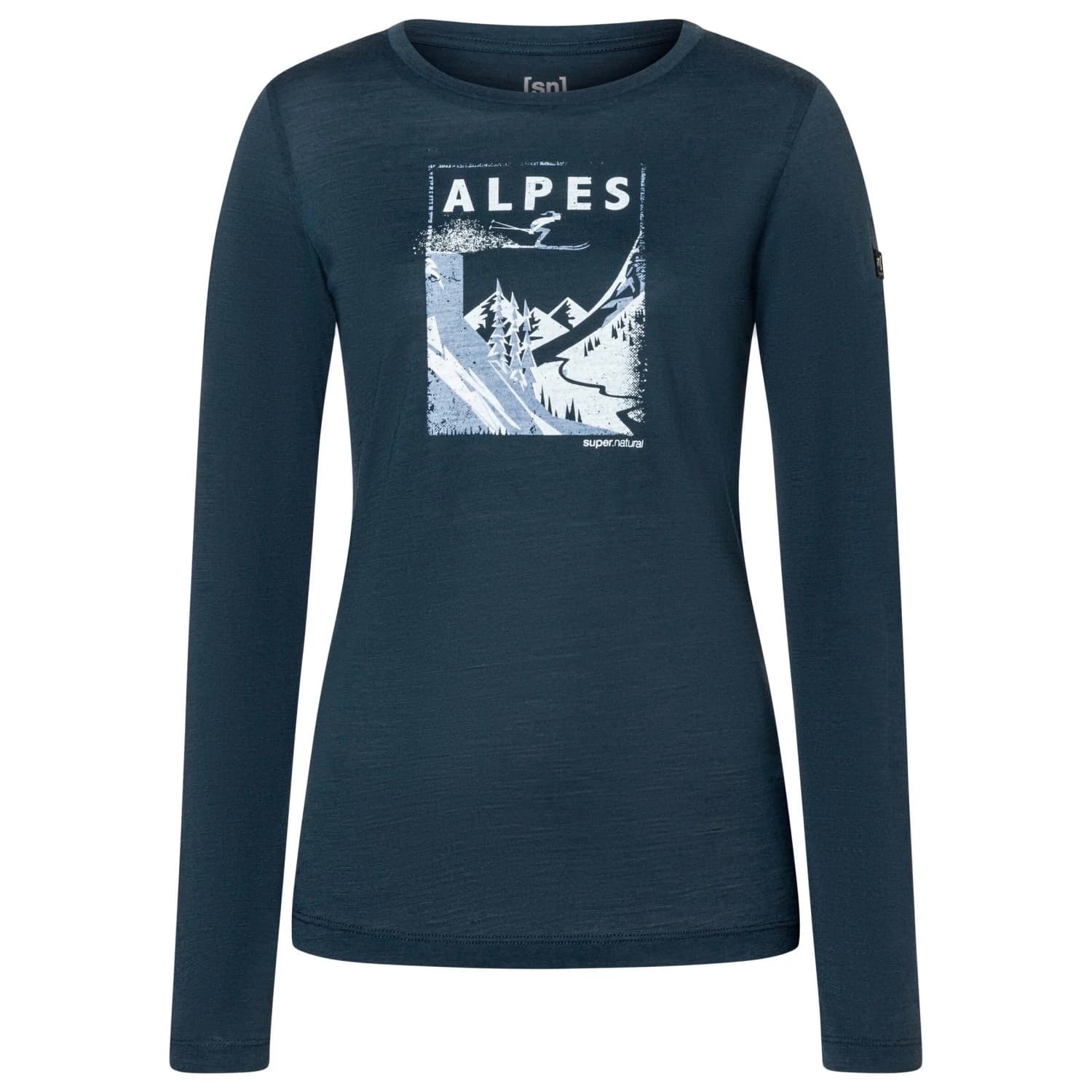 Блуза с дълъг ръкав super.natural Women's Alpes L/S Longsleeve - Blueberry / Forget Me Not Blue / Fresh White