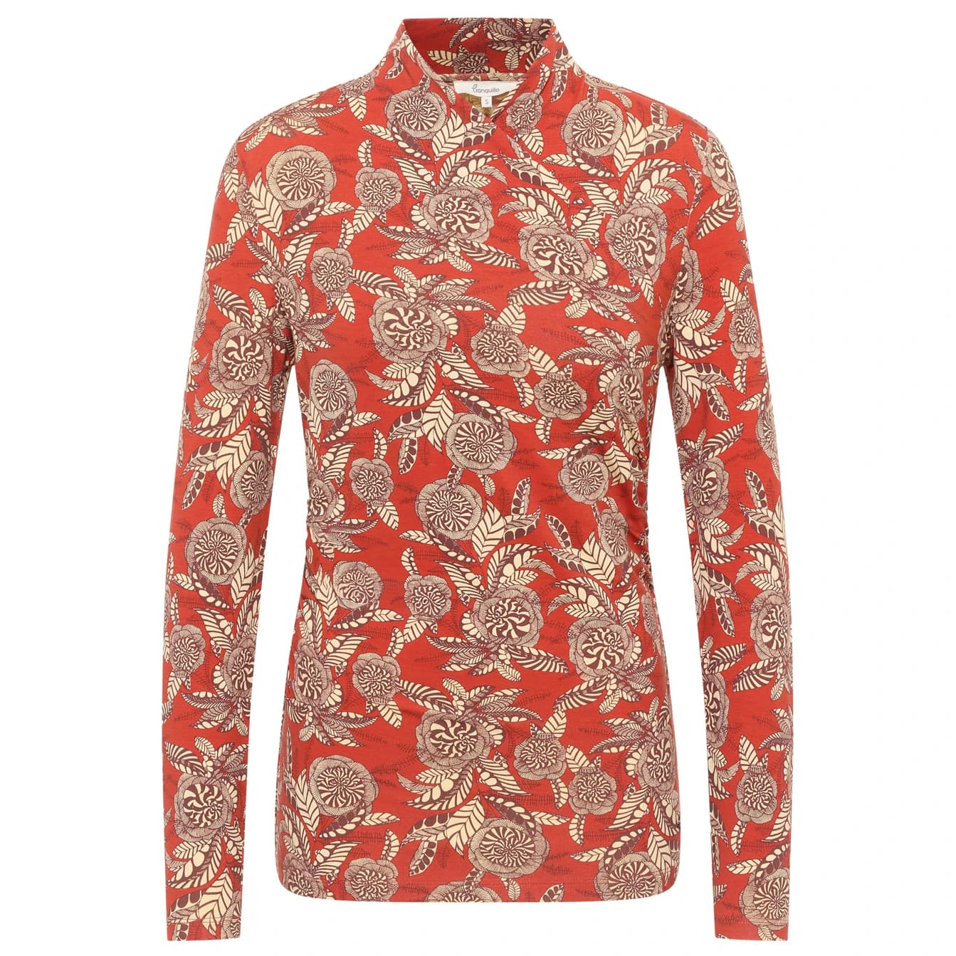Дамска блуза с дълъг ръкав Tranquillo Women's Feminines EcoVero-Shirt V-Neck Longsleeve - Flower Fields