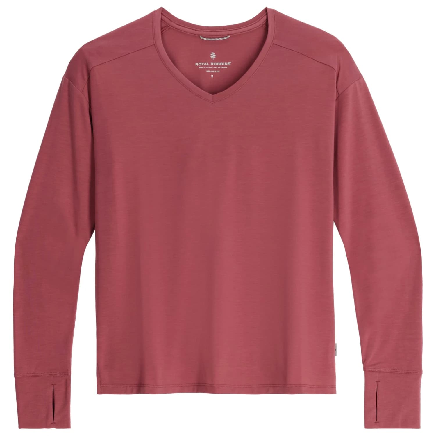 Дамска блуза с дълъг ръкав Royal robbins Women's Madera V Neck Longsleeve - Wild Rhubarb