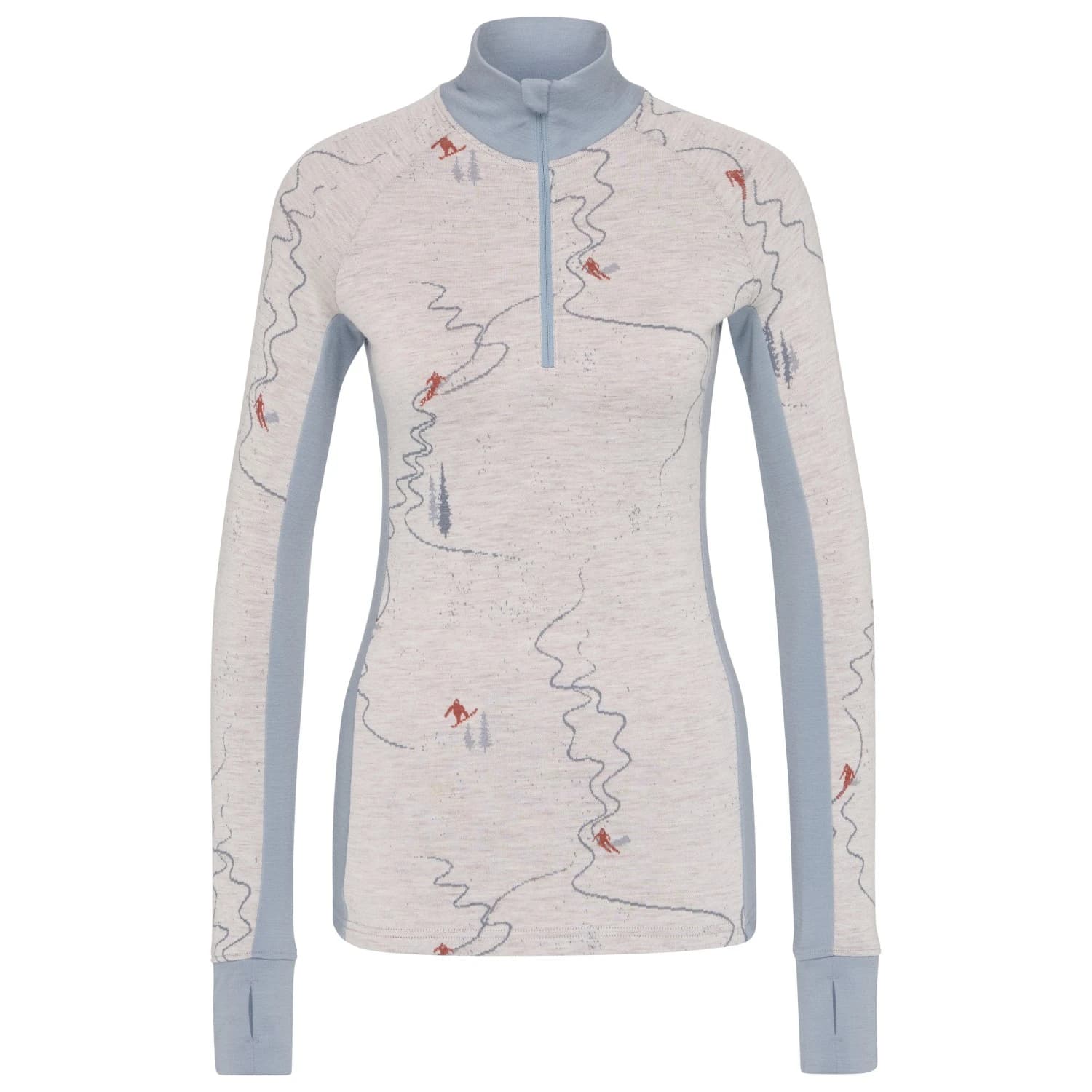 Мериносово термобельо Stoic Women's Merino225 StensundSt. Half Zip Merino shirt - Snow Tracks White Multi