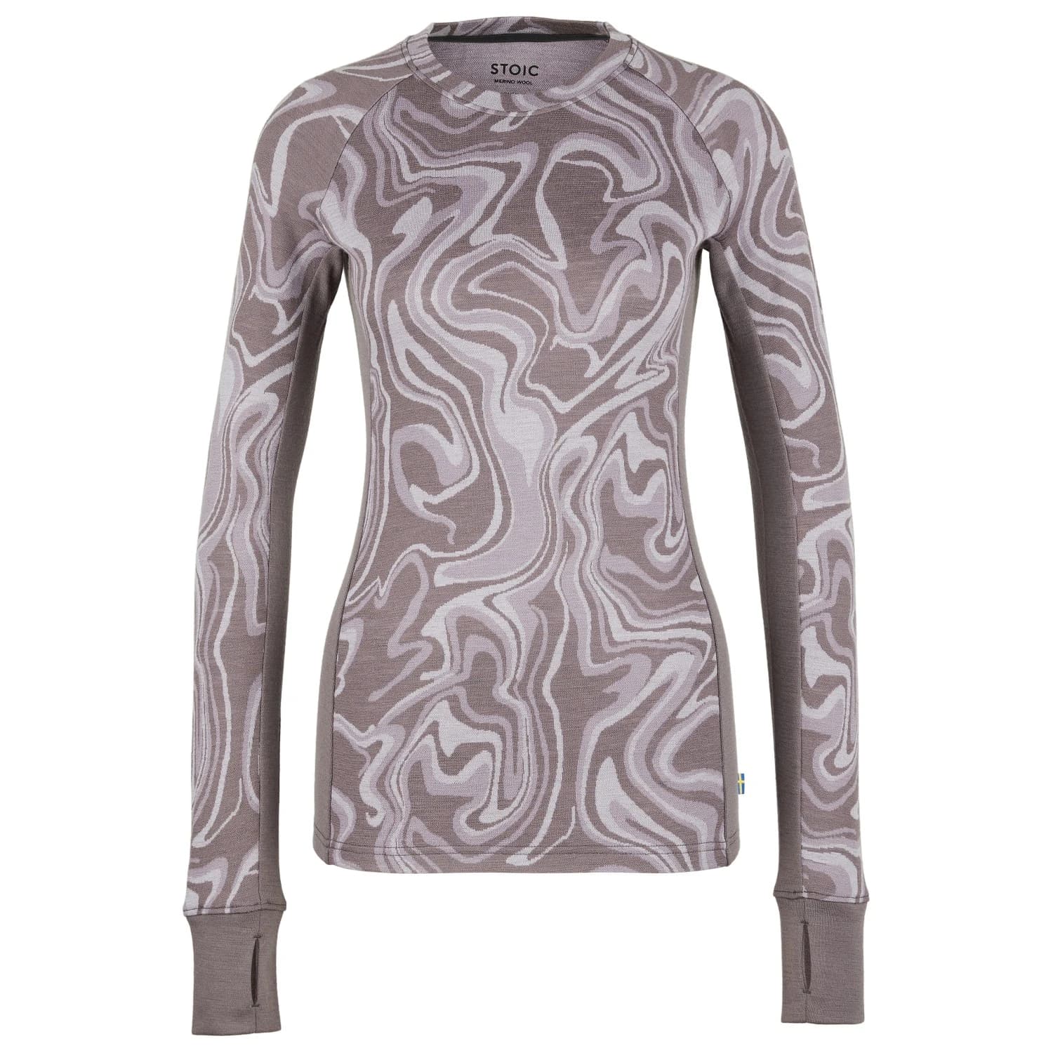 Дамско мериносово термобельо Stoic Women's Merino225 StensundSt. L/S Merino shirt - Dark Purple / Multi
