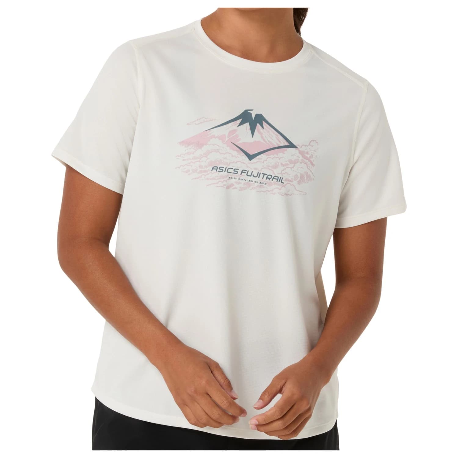 Дамска тениска Asics Women's Fujitrail Logo S/S Top Running shirt - Cream