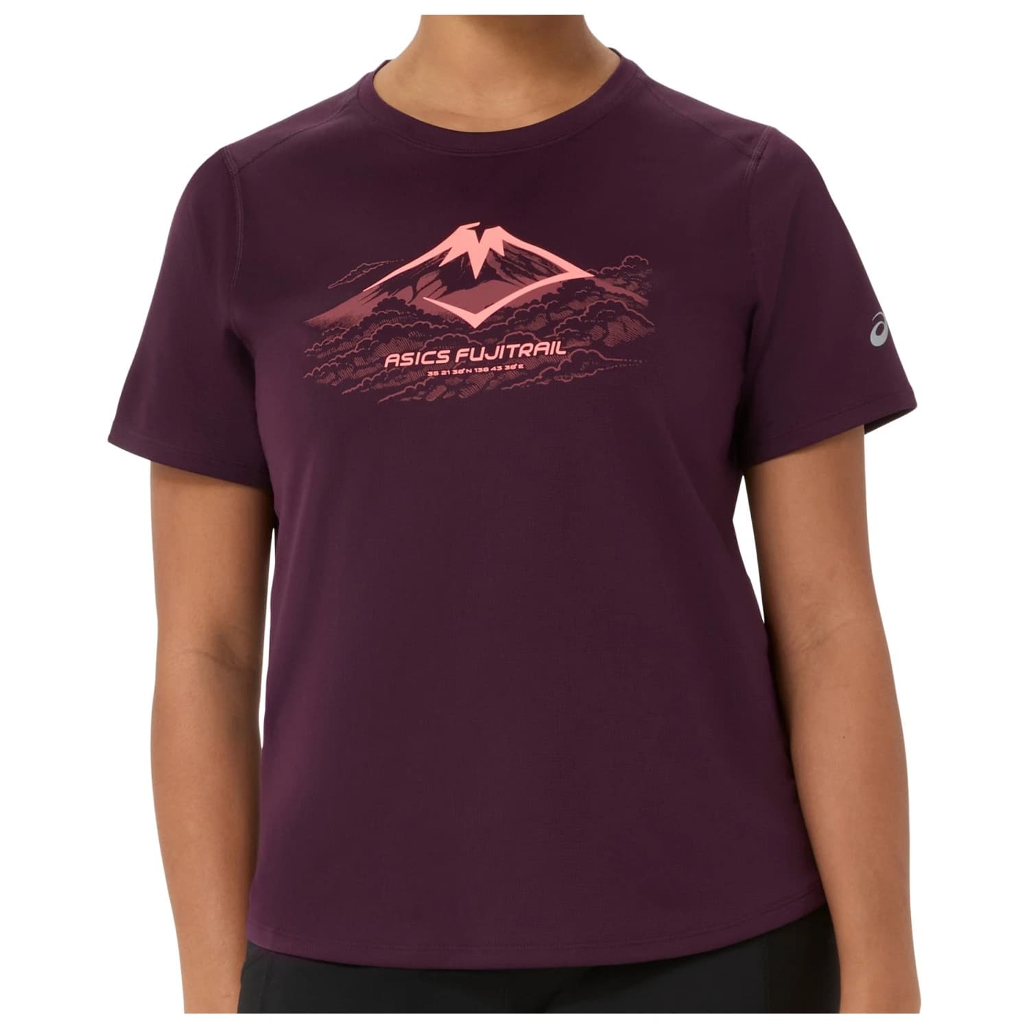 Дамска тениска Asics Women's Fujitrail Logo S/S Top Running shirt - Dark Aubergine
