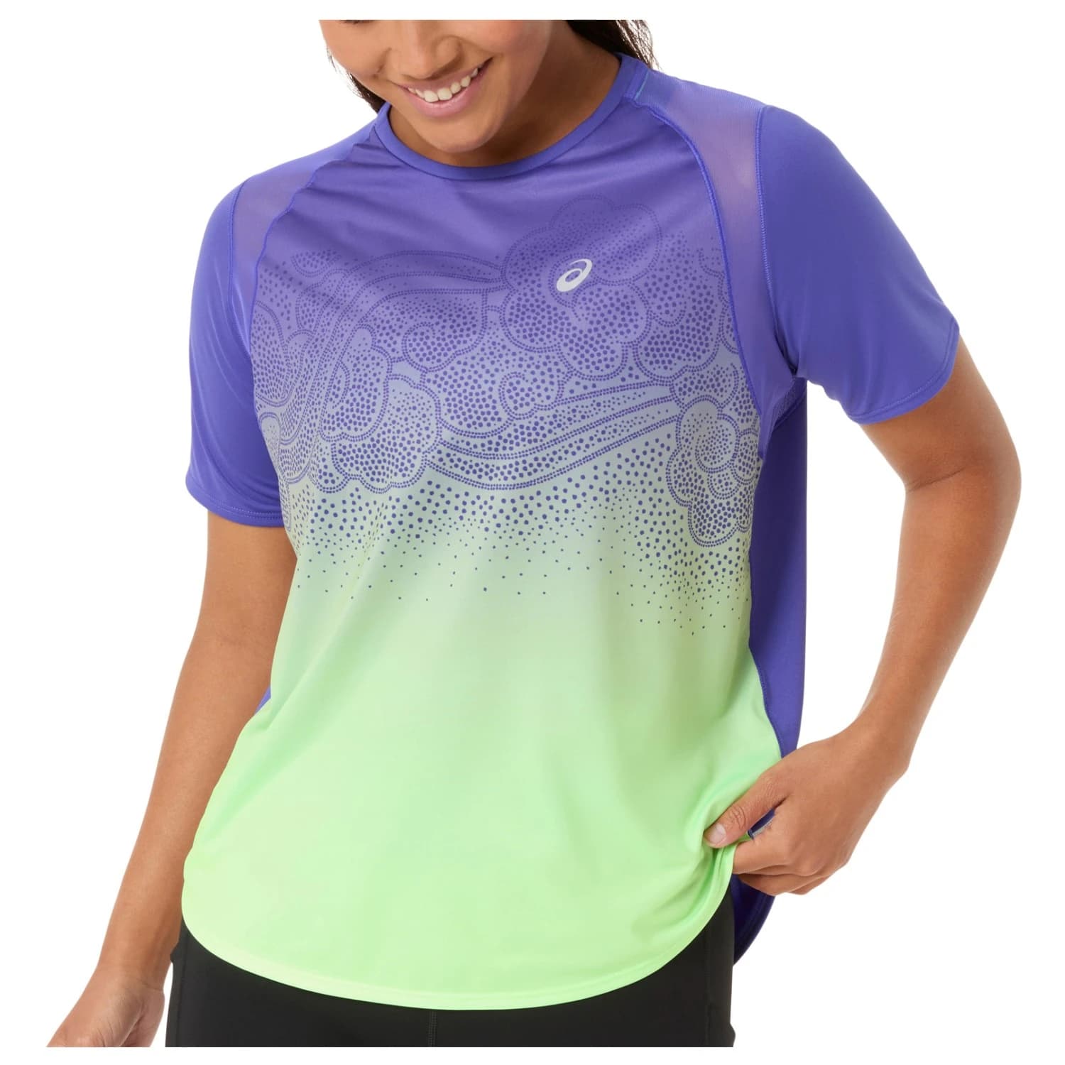 Дамска тениска Asics Women's Road Fade S/S Top Running shirt - Cobalt Burst / Illuminate Green
