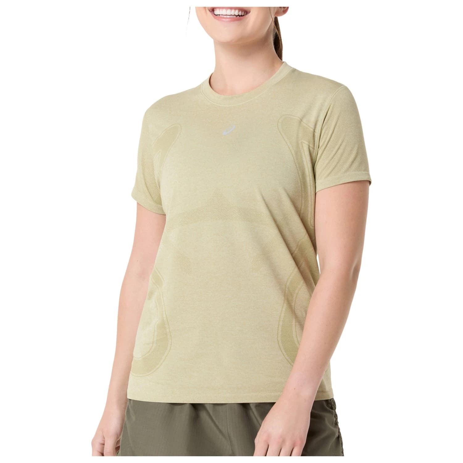 Дамска тениска Asics Women's Road Seamless S/S Top Running shirt - Khaki / Cream
