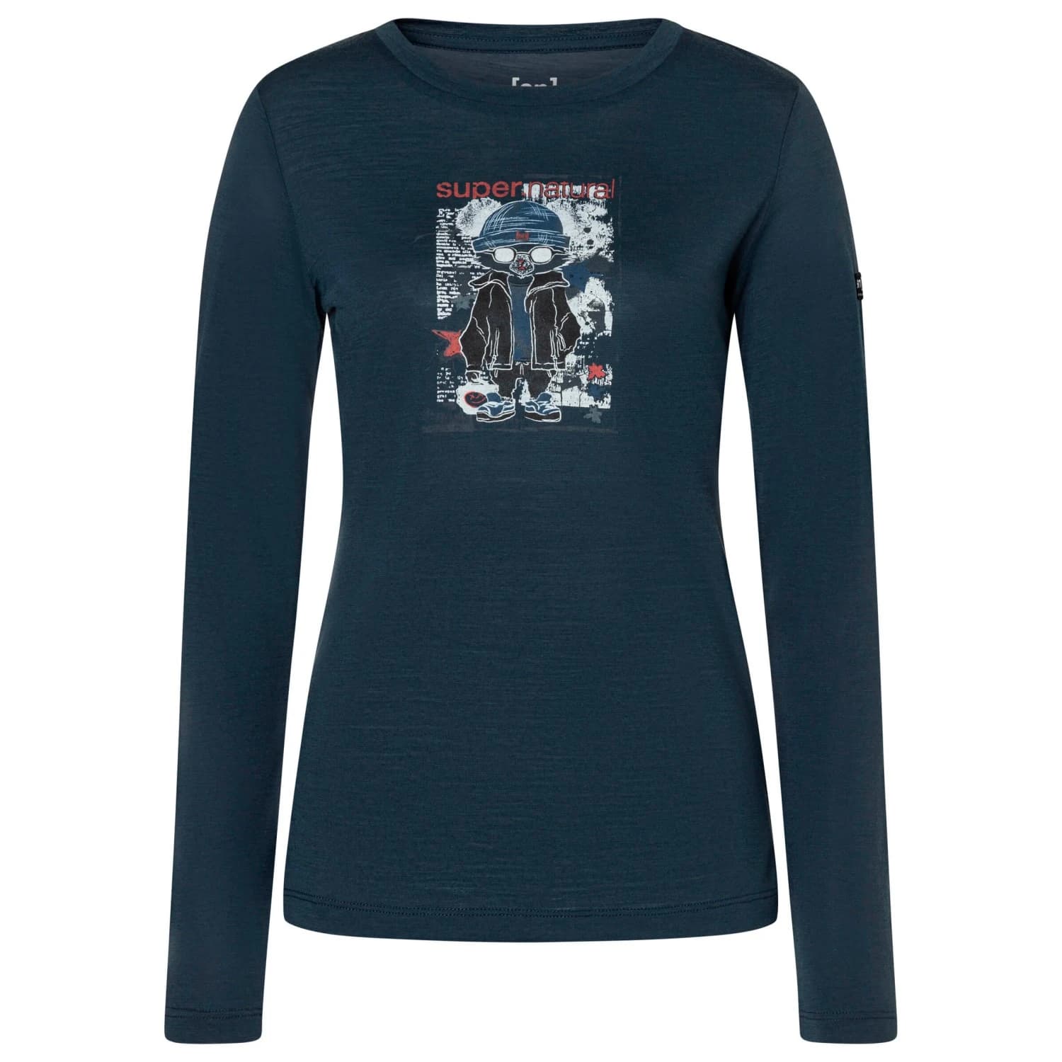 Дамска мериносова блуза super.natural Women's Crazy Mouse L/S Merino shirt - Blueberry / Various