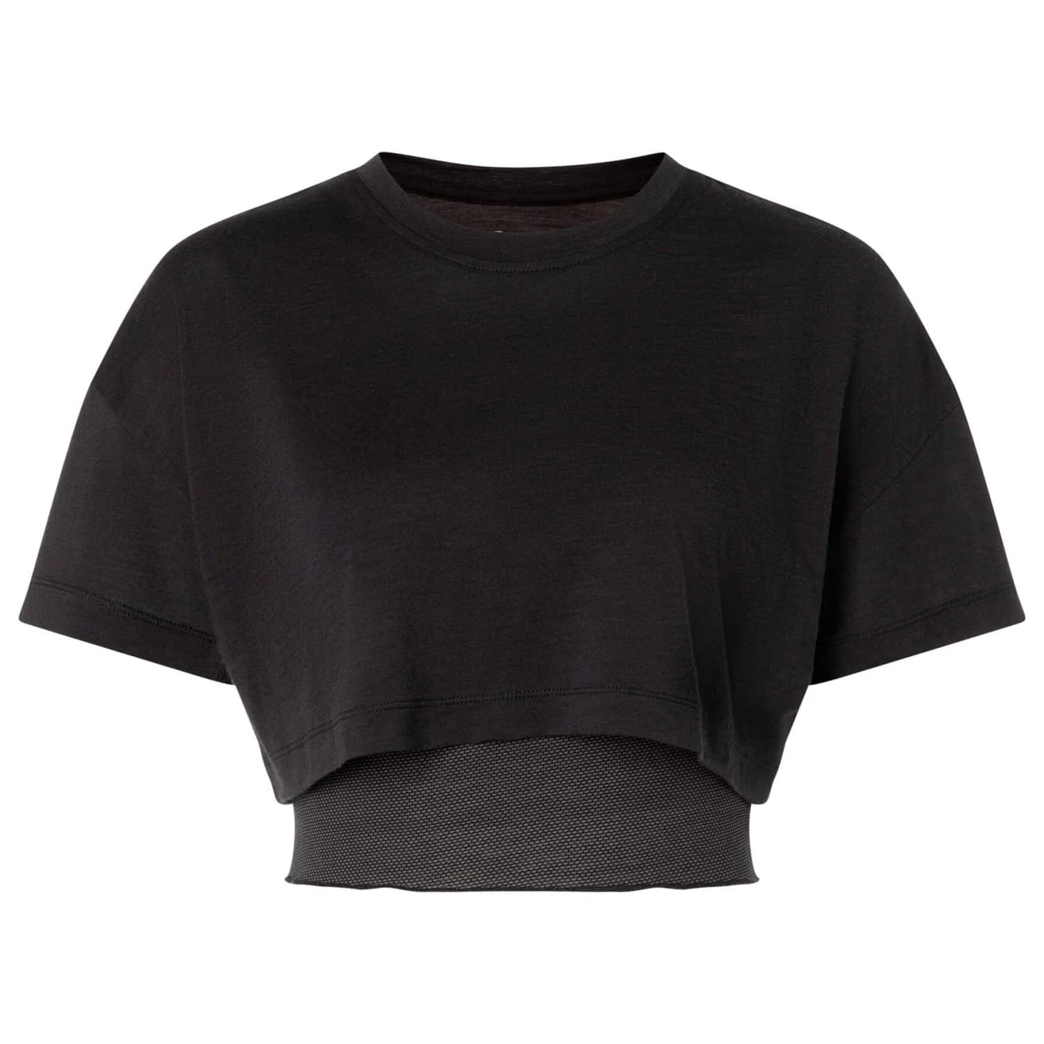 Дамска мериносова блуза super.natural Women's Crop Tee Merino shirt - Jet Black / Jet Black