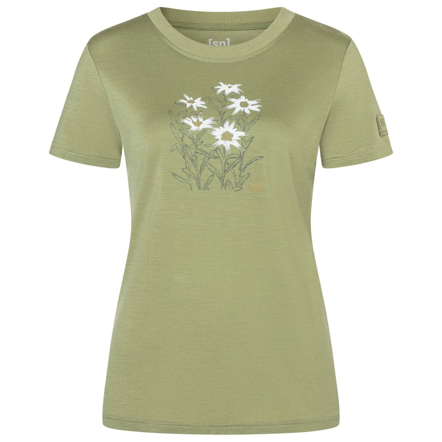 Дамска мериносова блуза super.natural Women's Edelweiss Bio Jersey Tee Merino shirt - Sage / Various