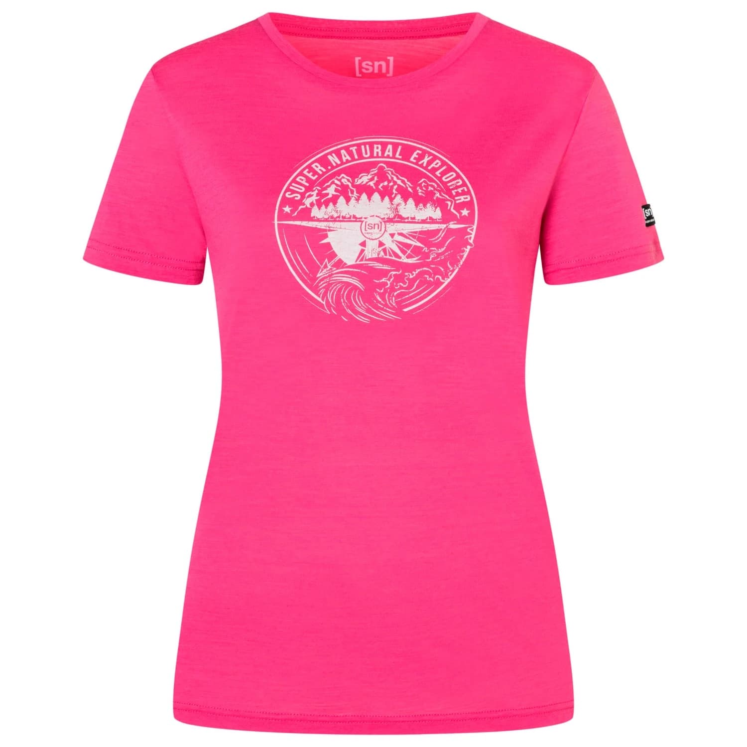 Дамска мериносова блуза super.natural Women's Exploring Tee Merino shirt - Pinky Rose / White Stone