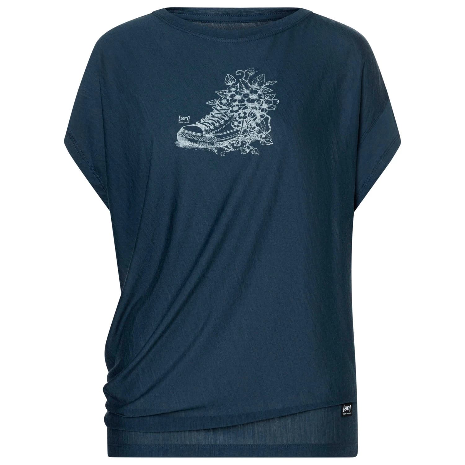 Дамска мериносова блуза super.natural Women's Flower Sneakers Loose Tee Merino shirt - Blueberry / Feather Grey