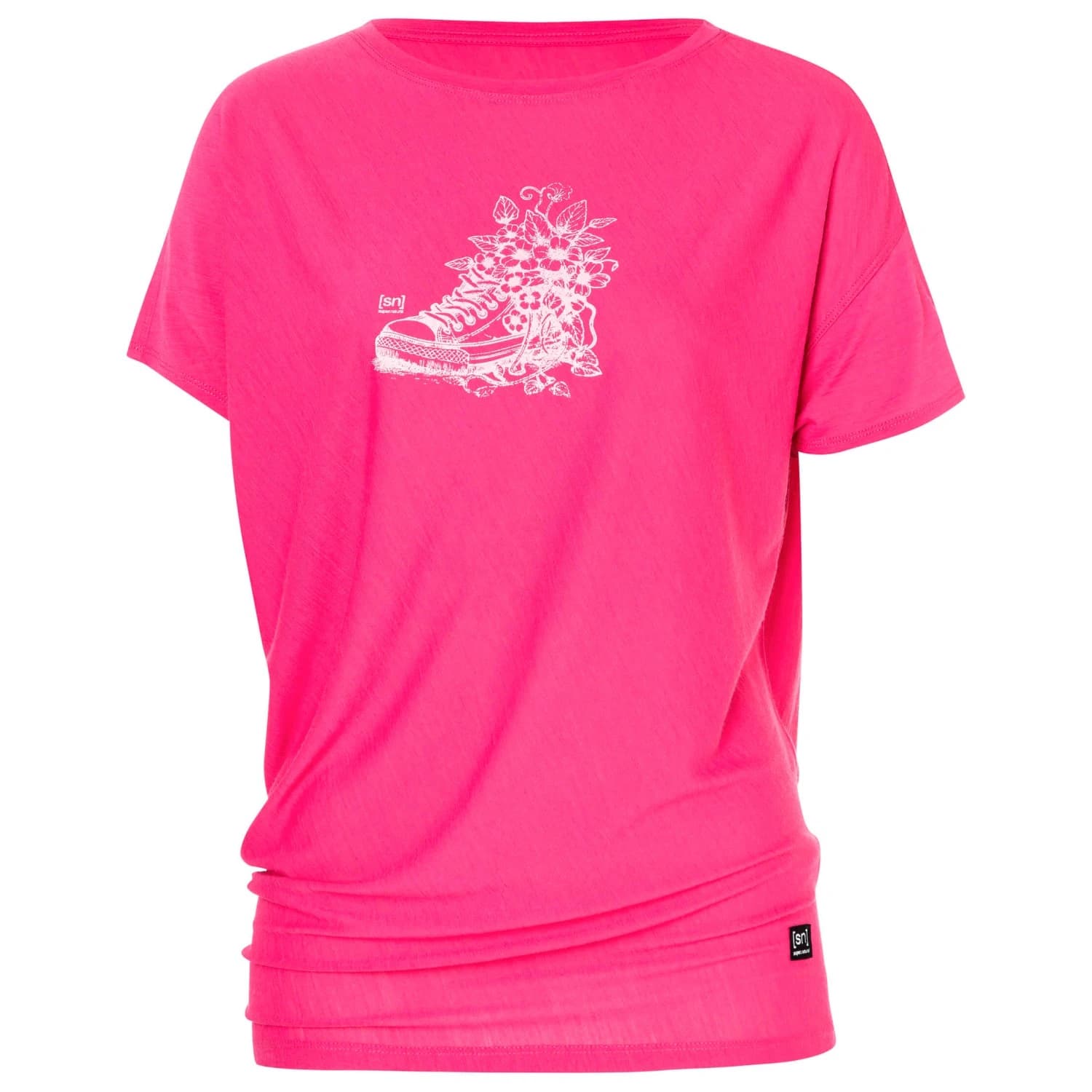 Дамска мериносова блуза super.natural Women's Flower Sneakers Loose Tee Merino shirt - Pinky Rose / Pink Dogwood