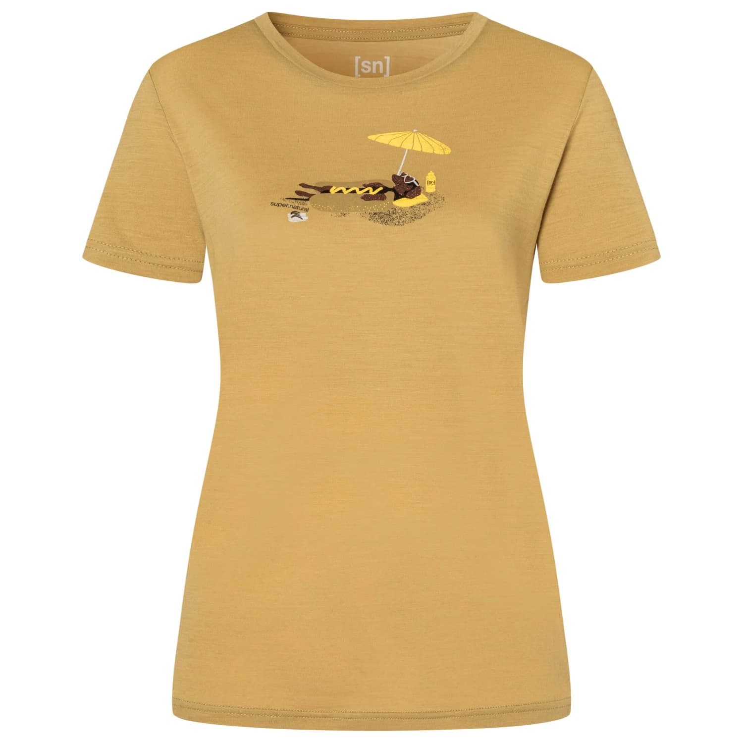 Дамска мериносова блуза super.natural Women's Hot Dog Tee Merino shirt - Sahara / Various