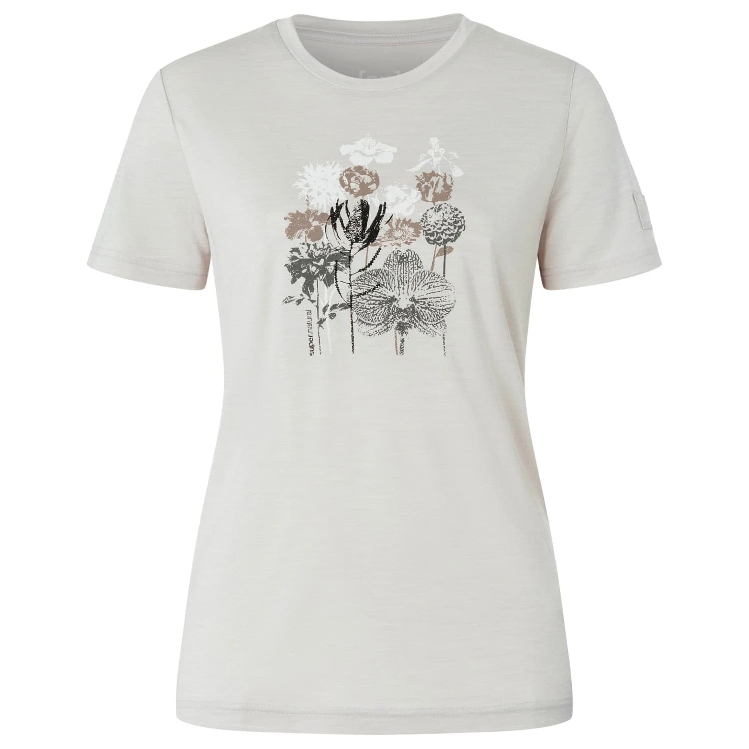 Дамска мериносова блуза super.natural Women's Orchid Bio Jersey Tee Merino shirt - White Stone Melange / Various