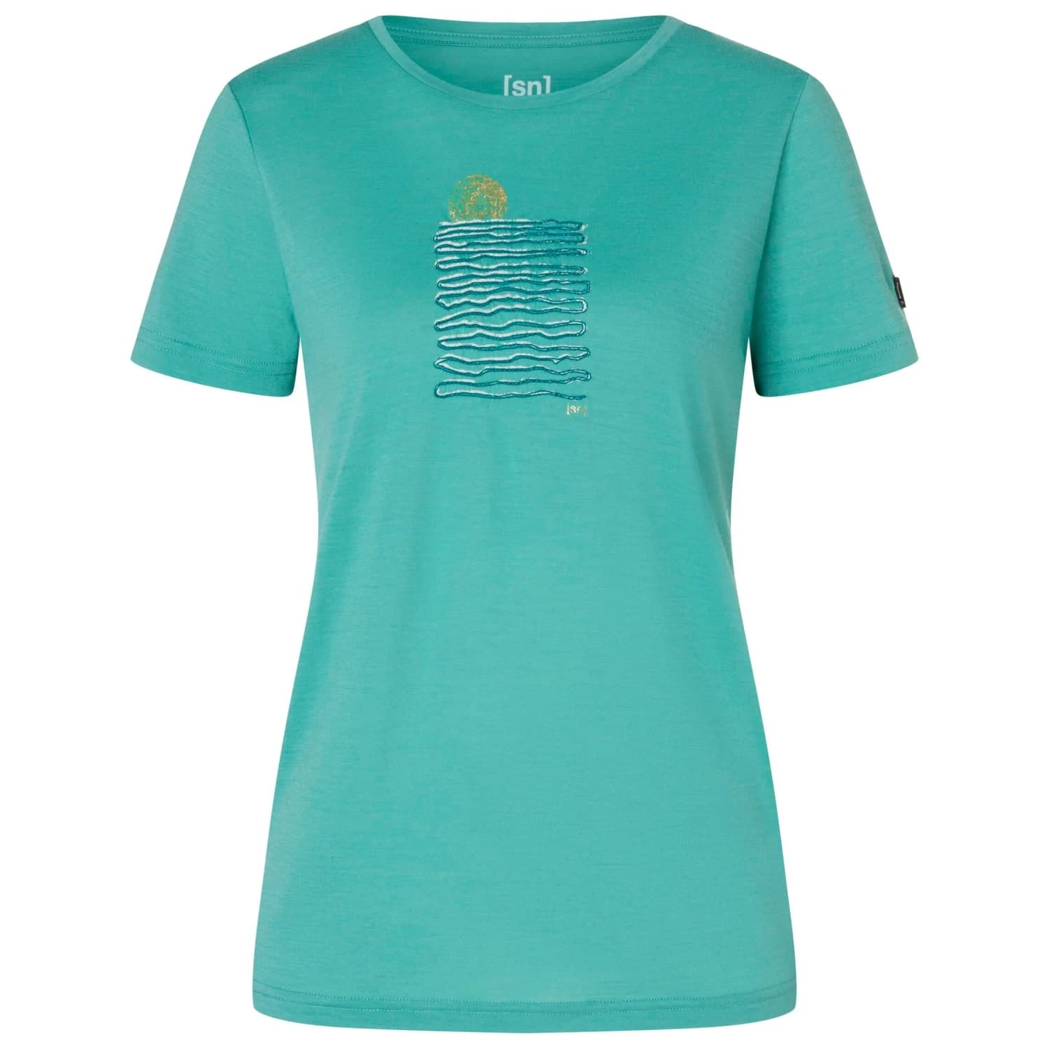Дамска мериносова блуза super.natural Women's Sea Line Tee Merino shirt - Lagoon Green / Various