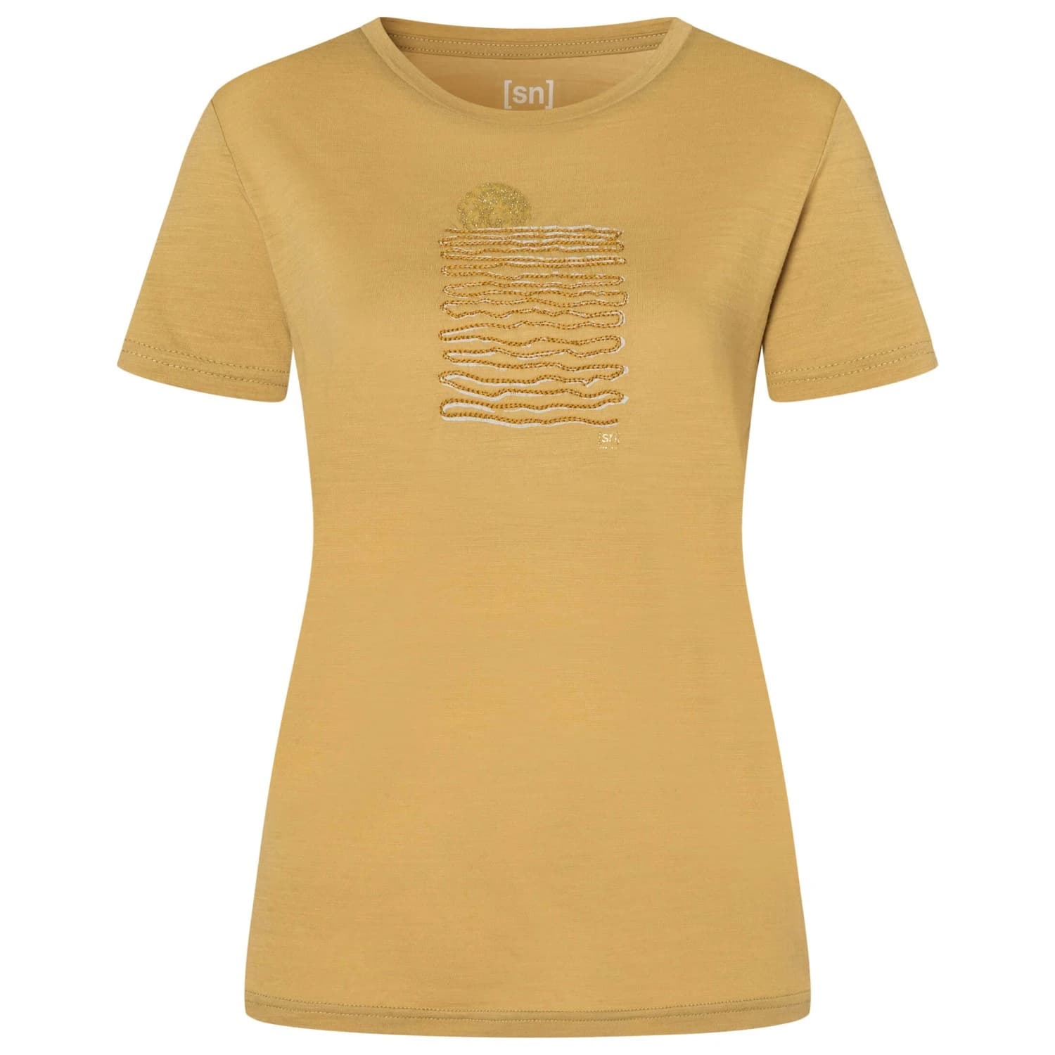 Дамска мериносова блуза super.natural Women's Sea Line Tee Merino shirt - Sahara / Various