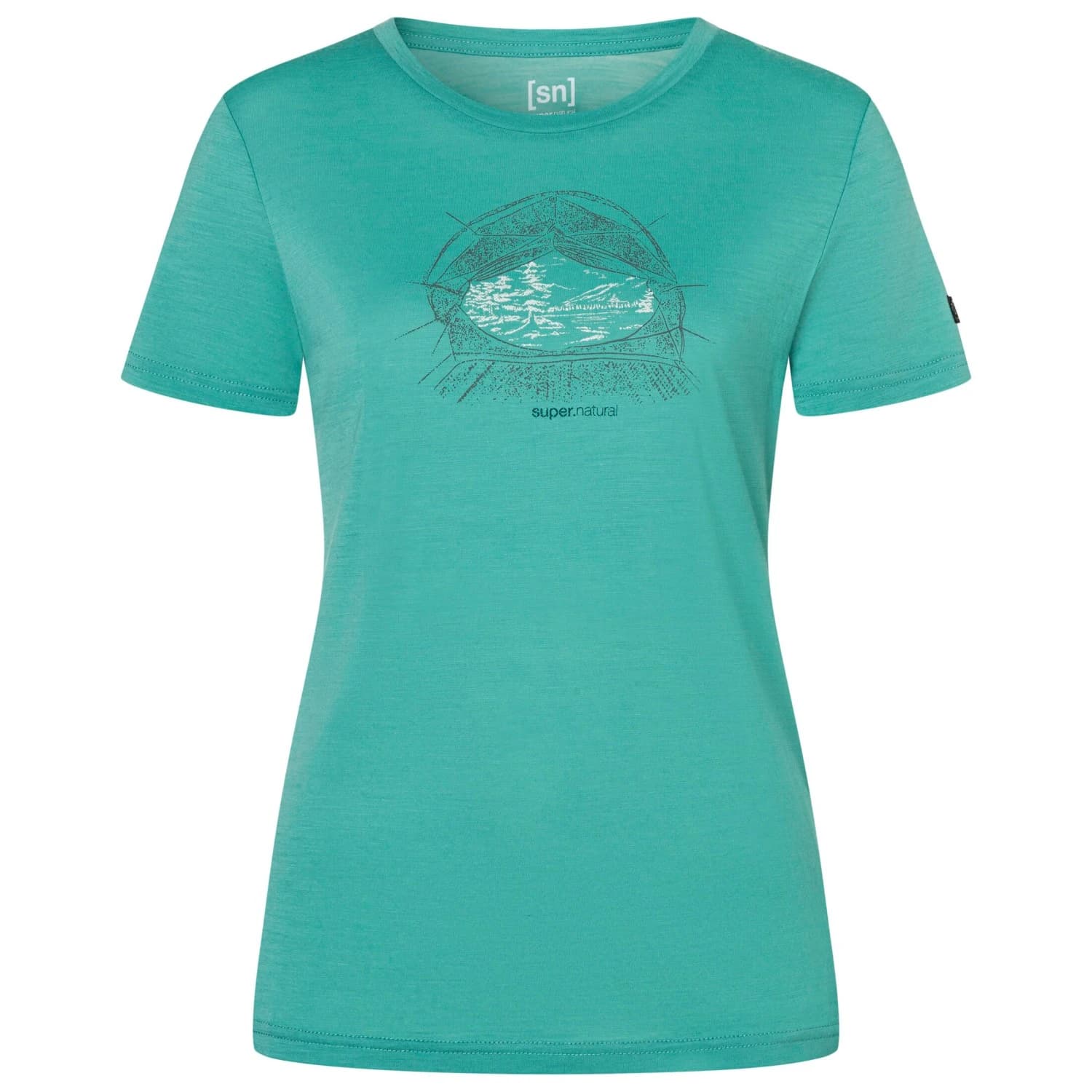 Дамска мериносова блуза super.natural Women's Tent View Tee Merino shirt - Lagoon Green / Various