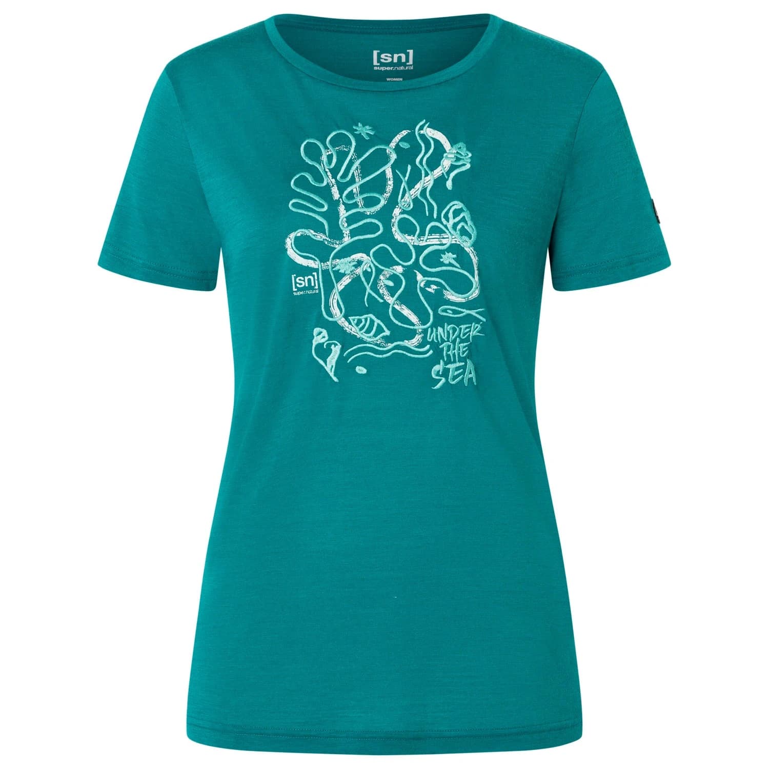 Дамска мериносова блуза super.natural Women's Under The Sea Tee Merino shirt - Pacific / White Stone / Lagoon Green