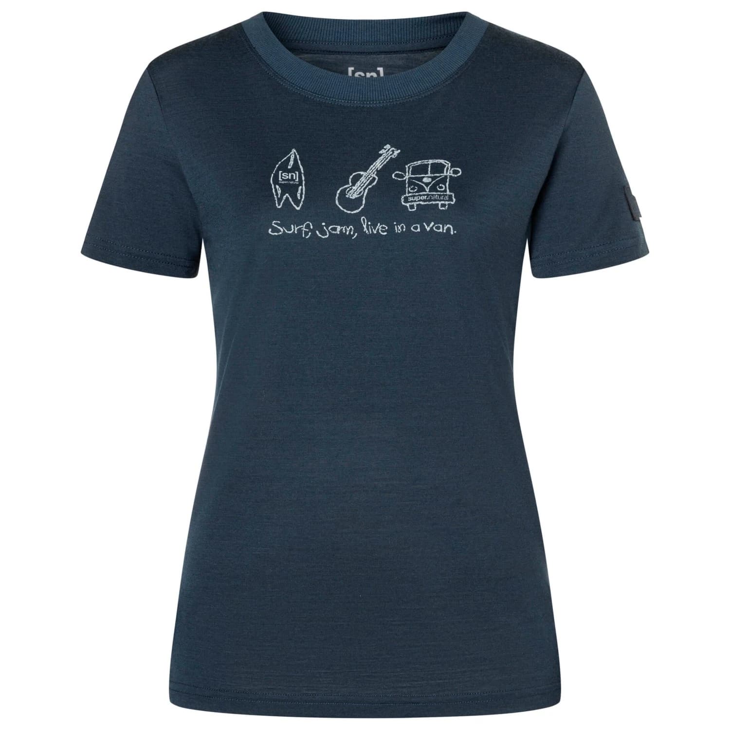 Дамска мериносова блуза super.natural Women's Van Life Bio Jersey Tee Merino shirt - Blueberry / Feather Grey