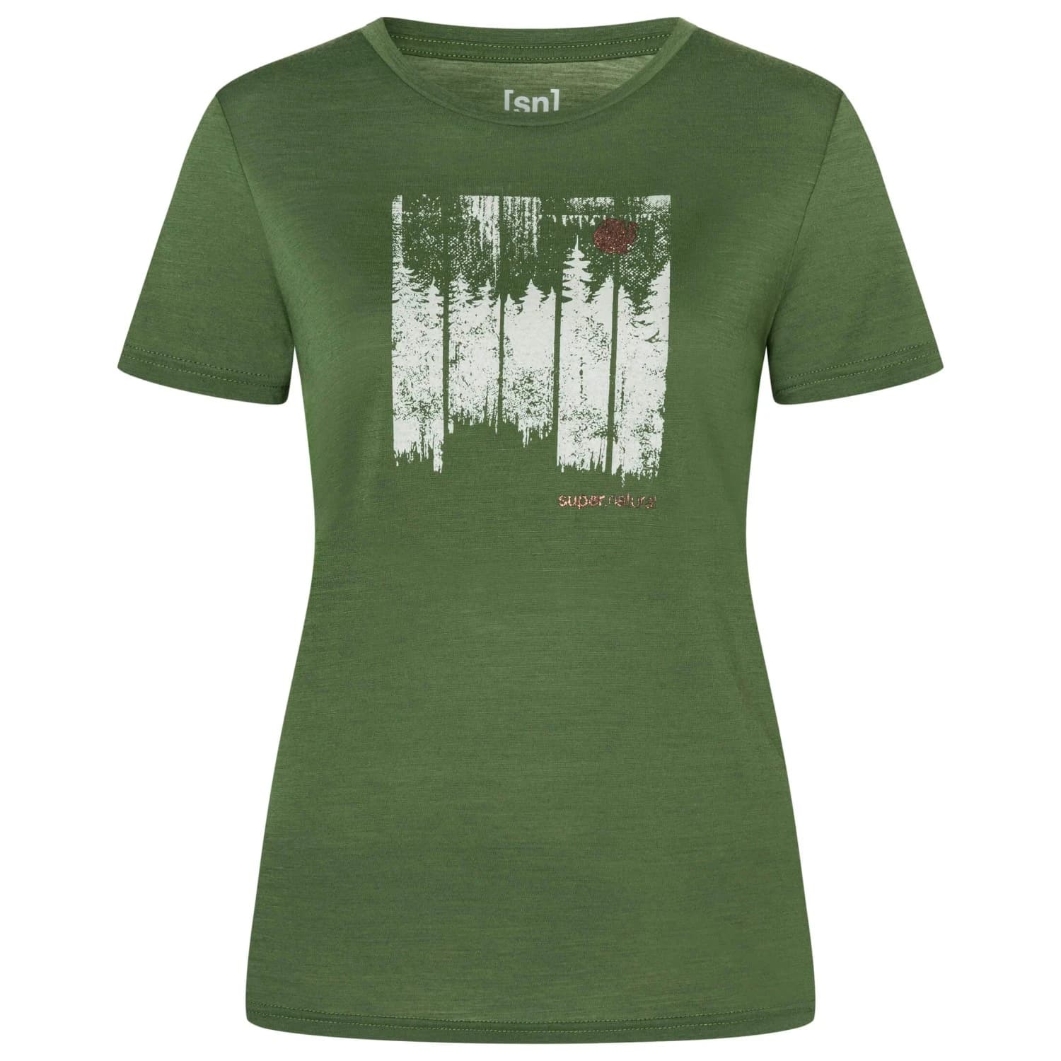 Дамска мериносова блуза super.natural Women's Wonder Wald Tee Merino shirt - Chive / Feather Grey / Copper
