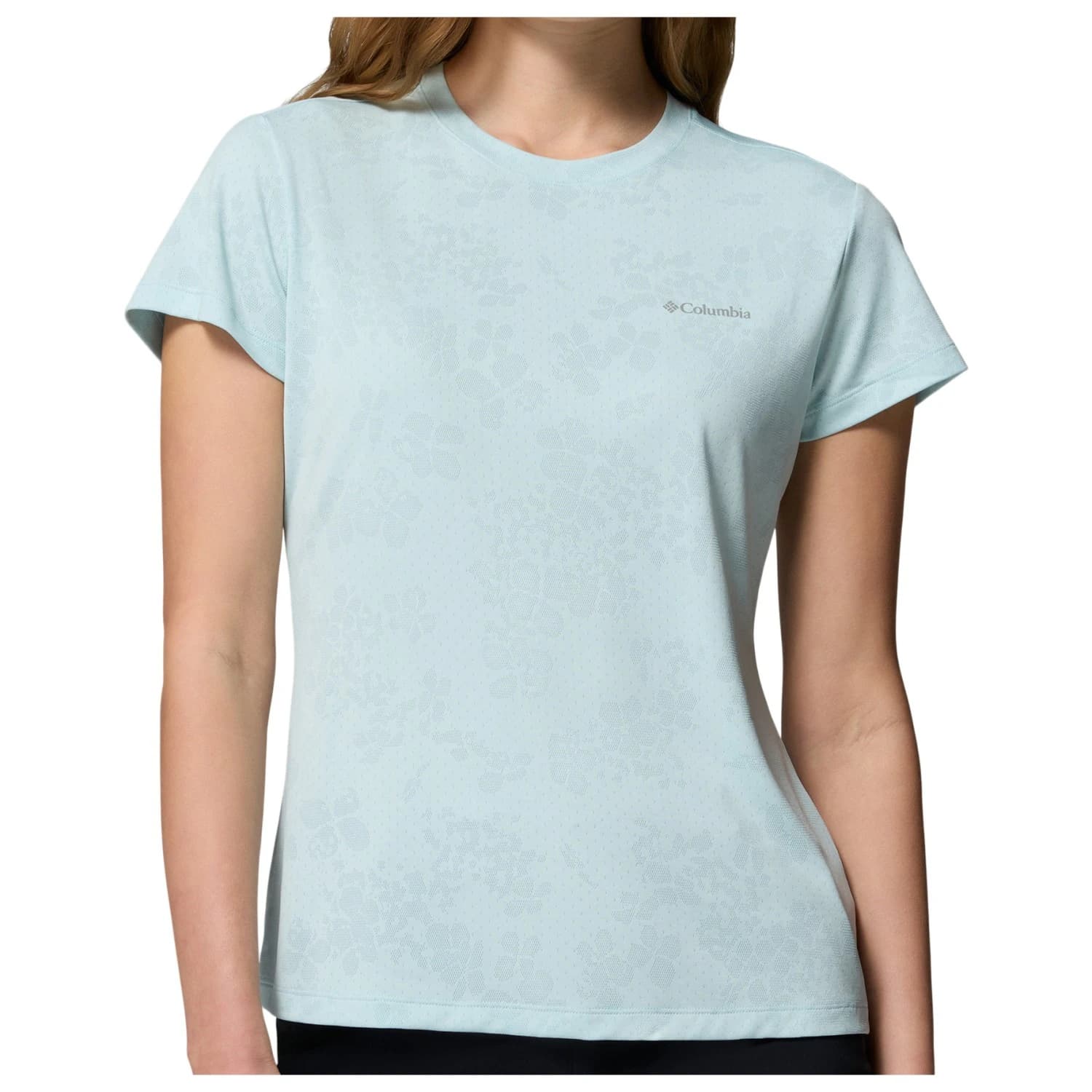 Дамска спортна тениска Columbia Women's Bluebird Canyon II S/S Crew Sport shirt - Marine Light / Florage Jacquard