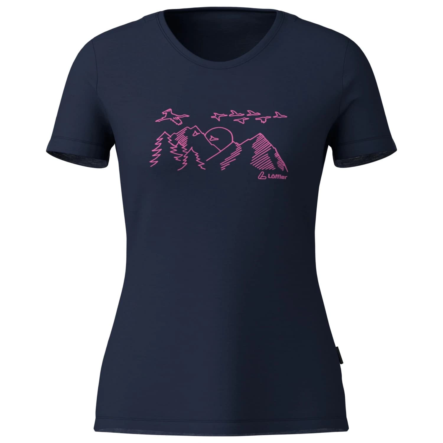 Дамска мериносова блуза Löffler Women's Printshirt Sunset Merino-Tencel Merino shirt - Dark Blue