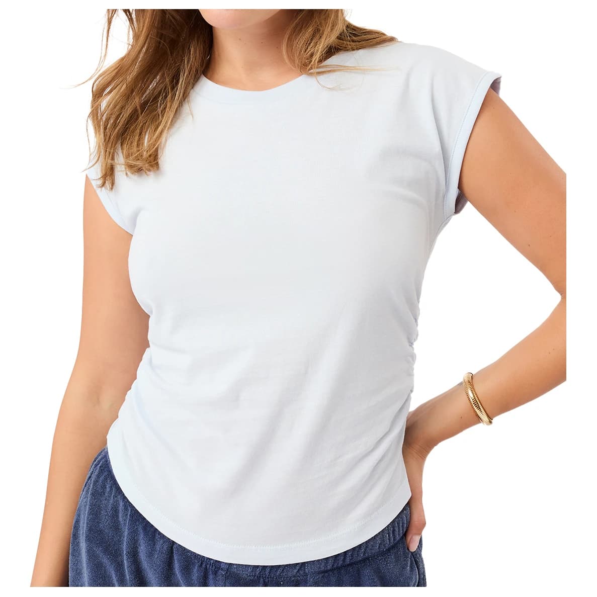 Тениска Mandala Women's Side Ruffled Top T-shirt - Baby Blue