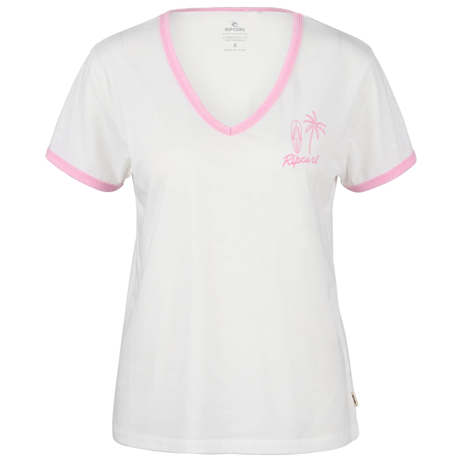 Дамска тениска Rip curl Women's Hotel Malibu V-Neck T-shirt - Optical White