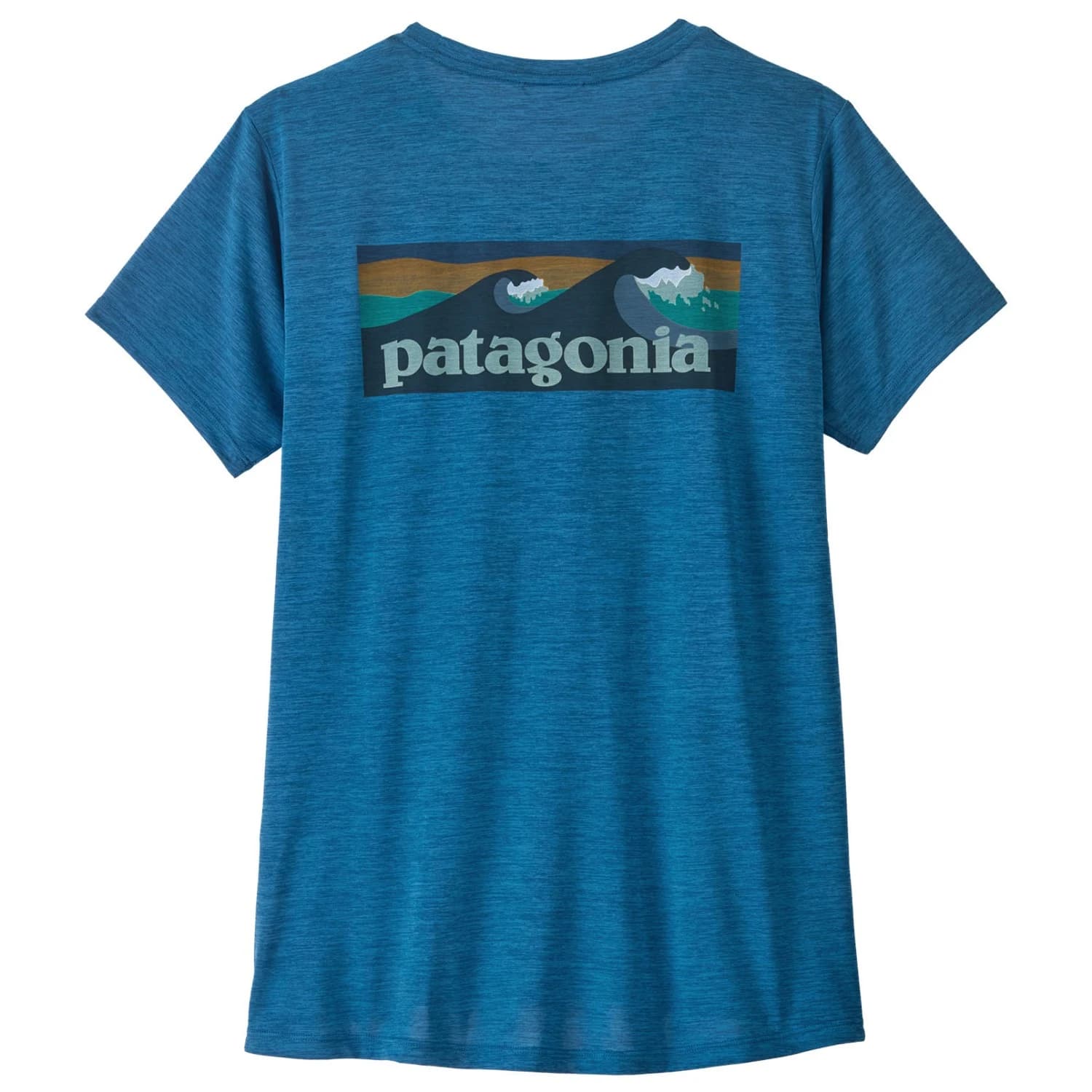 Дамска спортна тениска Patagonia Women's Cap Cool Daily Shirt Boardshort Logo Sport shirt - Aquatic Blue / Light Aquatic Blue X-Dye