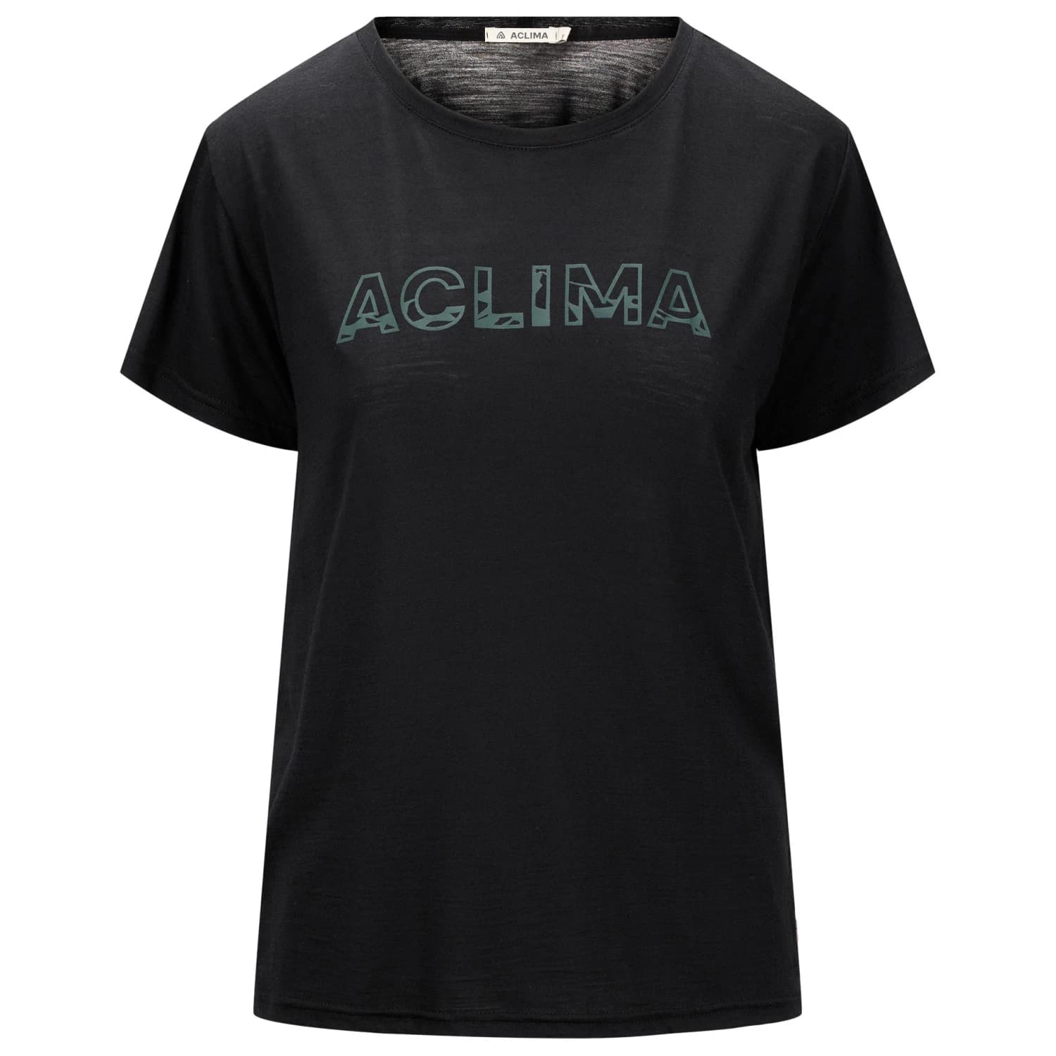 Дамска мериносова блуза Aclima Women's Lightwool Tee Logo Merino shirt - Jet Black