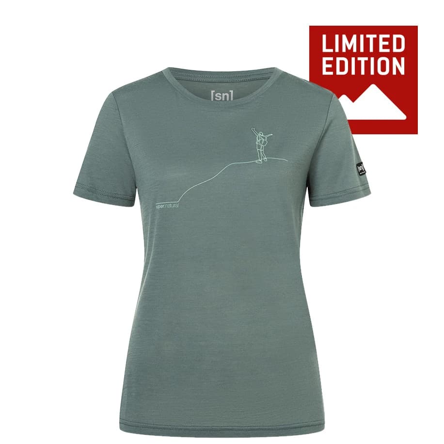 Дамска мериносова блуза super.natural Women's Bergglück Tee Exclusive Merino shirt - Balsam Green / Light Jade